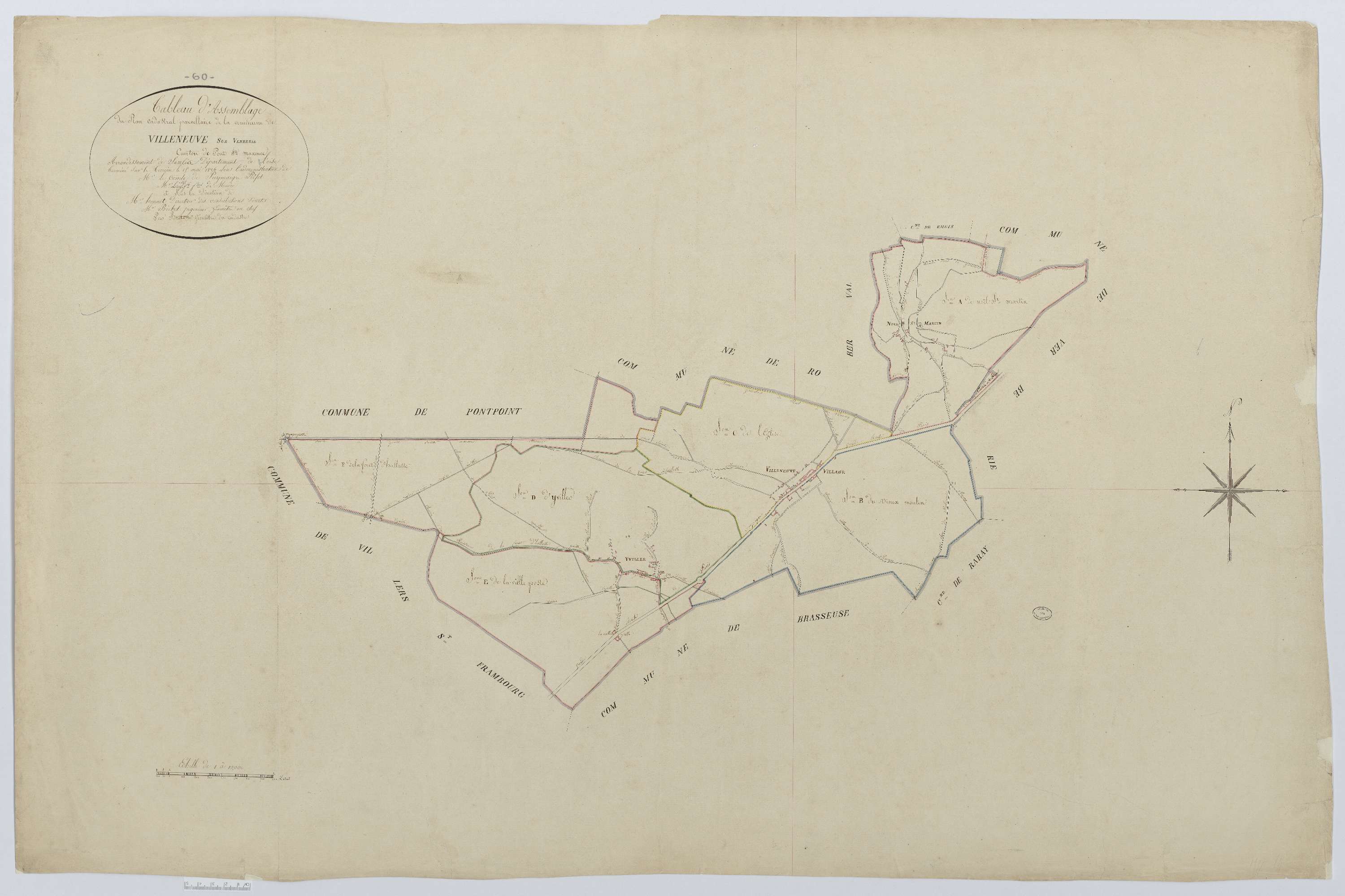 Villeneuve-sur-Verberie - Cadastre napoléonien, tableau d'assemblage