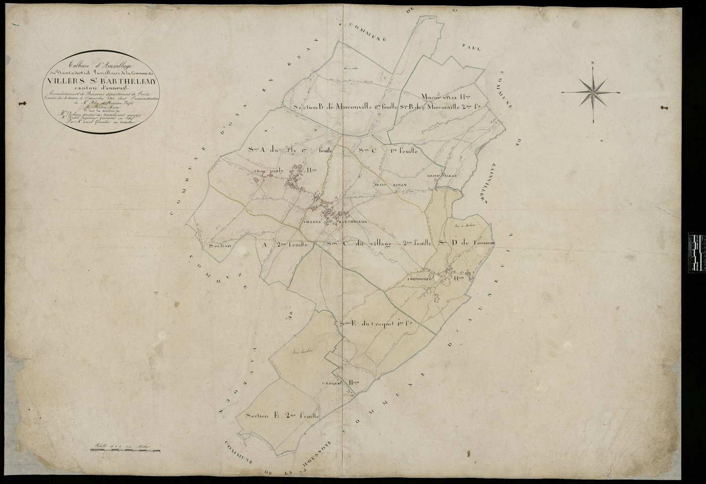 Villers-Saint-Barthélemy - Cadastre napoléonien, tableau d'assemblage