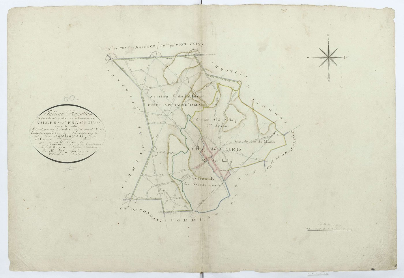 Villers-Saint-Frambourg - Cadastre napoléonien, tableau d'assemblage