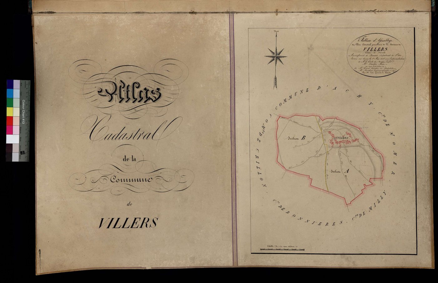 Villers-sur-Bonnières - Cadastre napoléonien, tableau d'assemblage