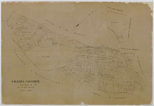Villers-Vicomte - Cadastre napoléonien (copie), section B, feuille unique, copie calque
