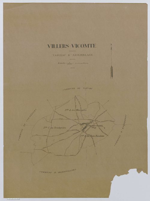Villers-Vicomte - Cadastre napoléonien (copie), tableau d'assemblage, copie calque