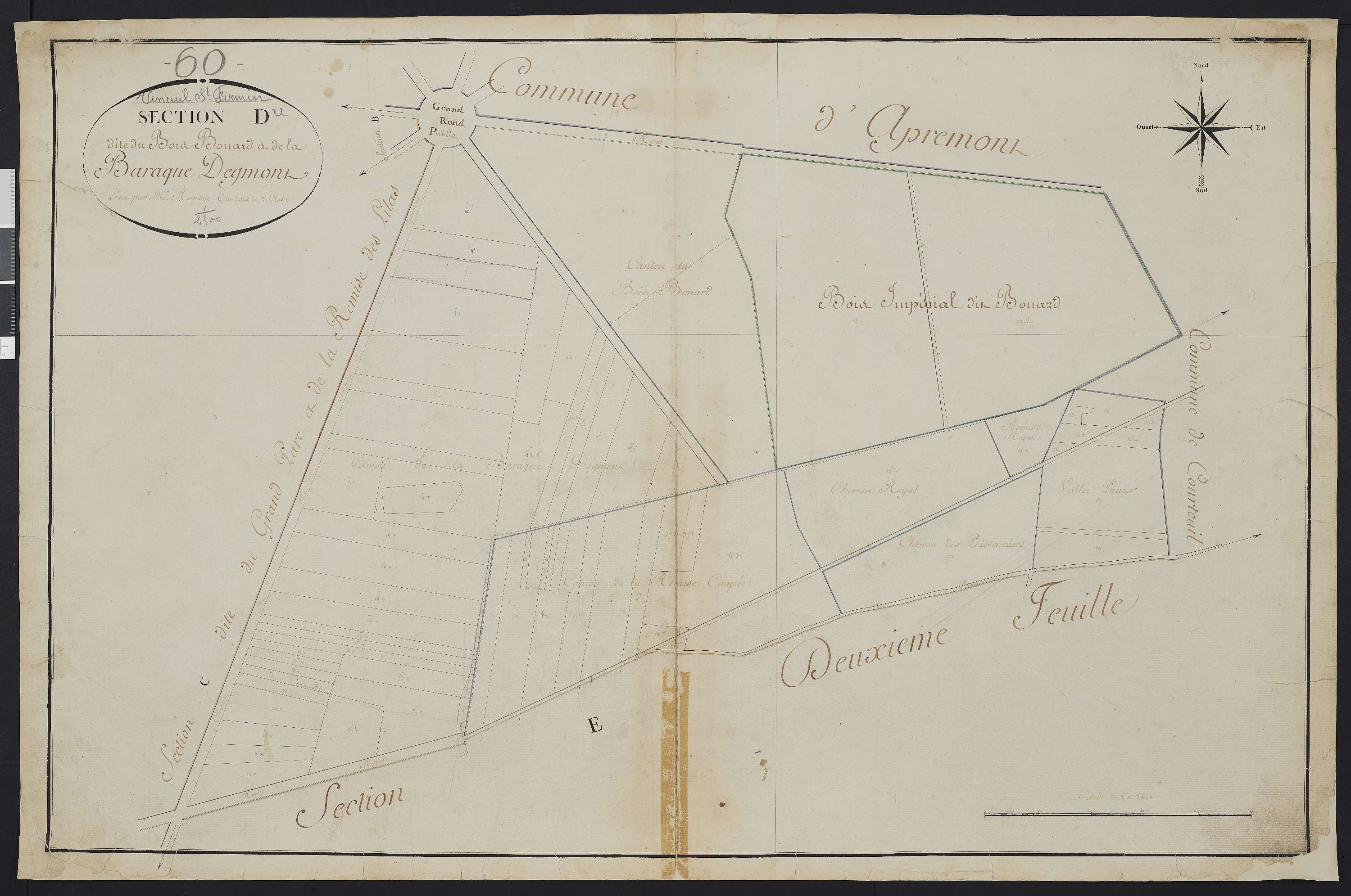 Vineuil-Saint-Firmin - Cadastre napoléonien, section D, feuille unique
