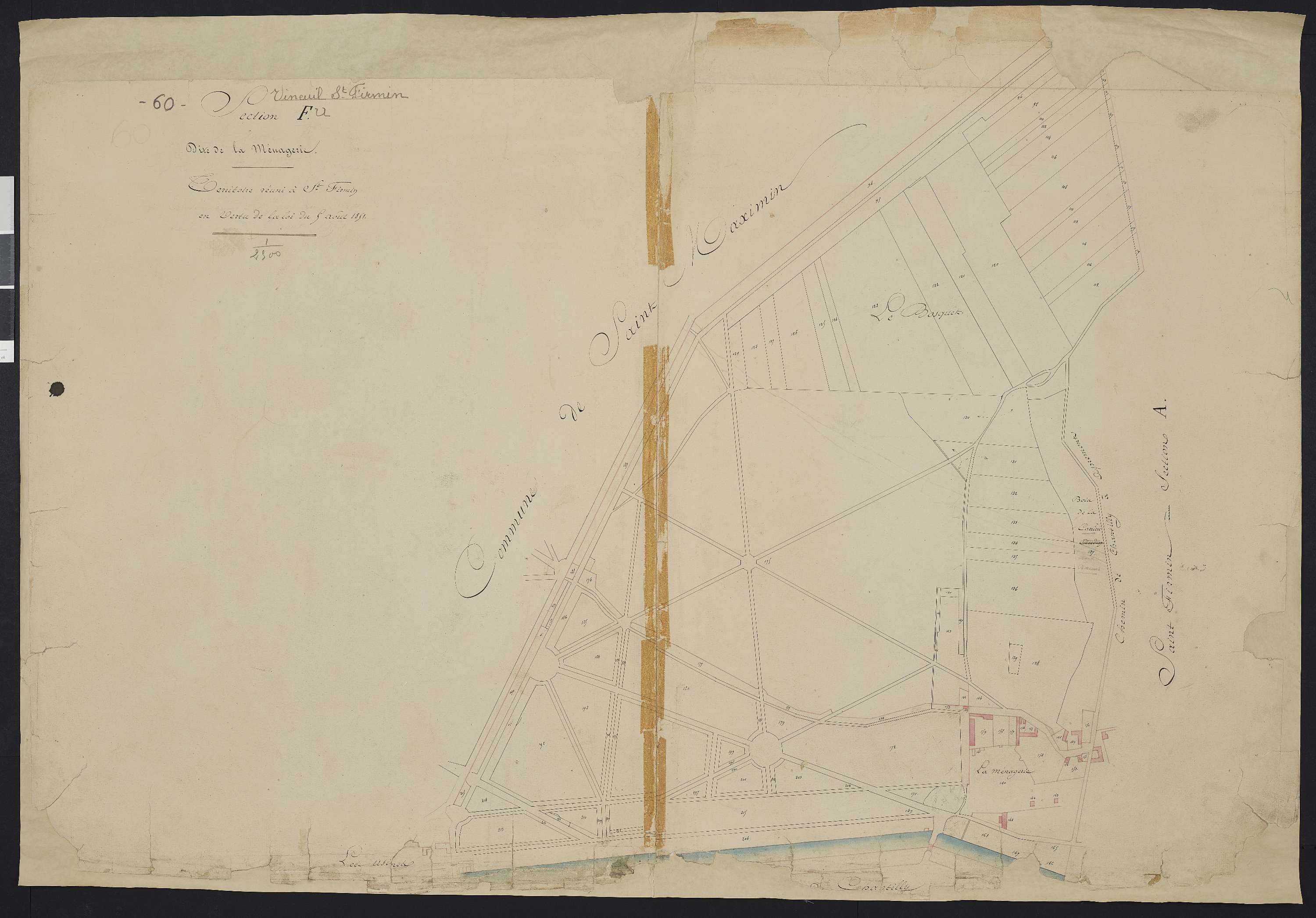 Vineuil-Saint-Firmin - Cadastre napoléonien, section F, feuille unique