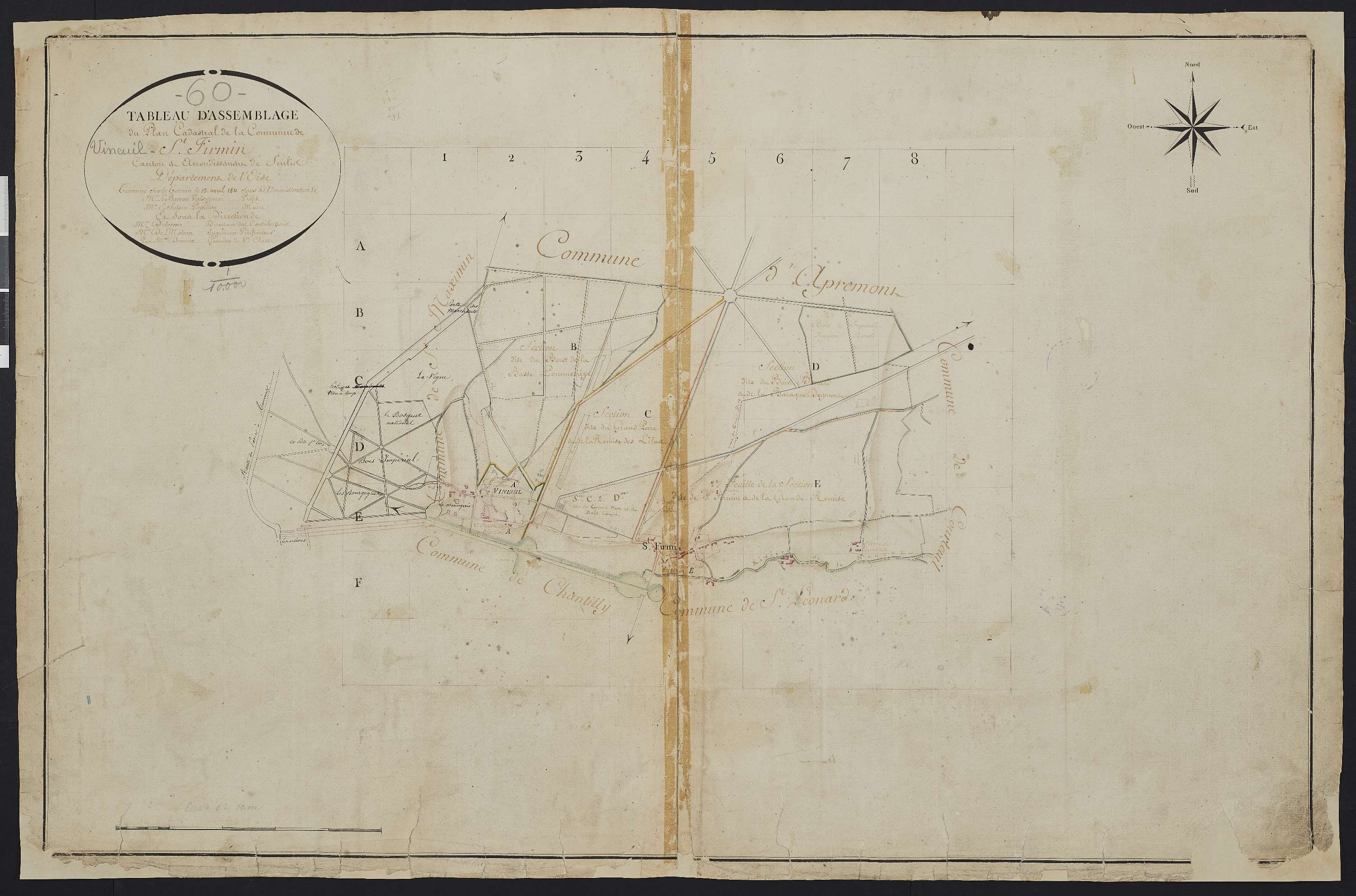 Vineuil-Saint-Firmin - Cadastre napoléonien, tableau d'assemblage
