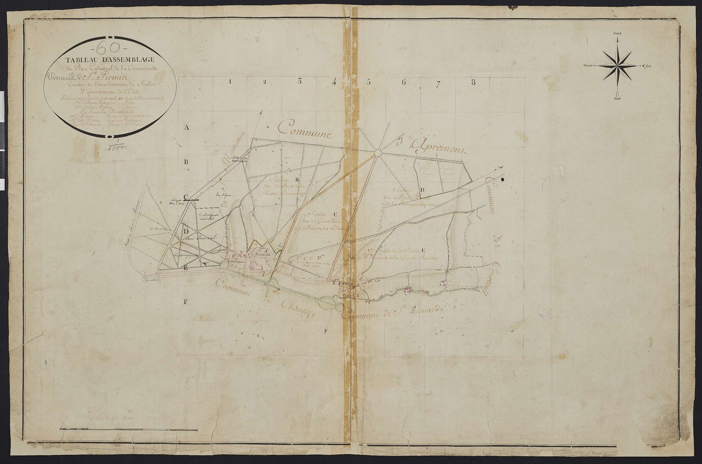 Vineuil-Saint-Firmin - Cadastre napoléonien, tableau d'assemblage