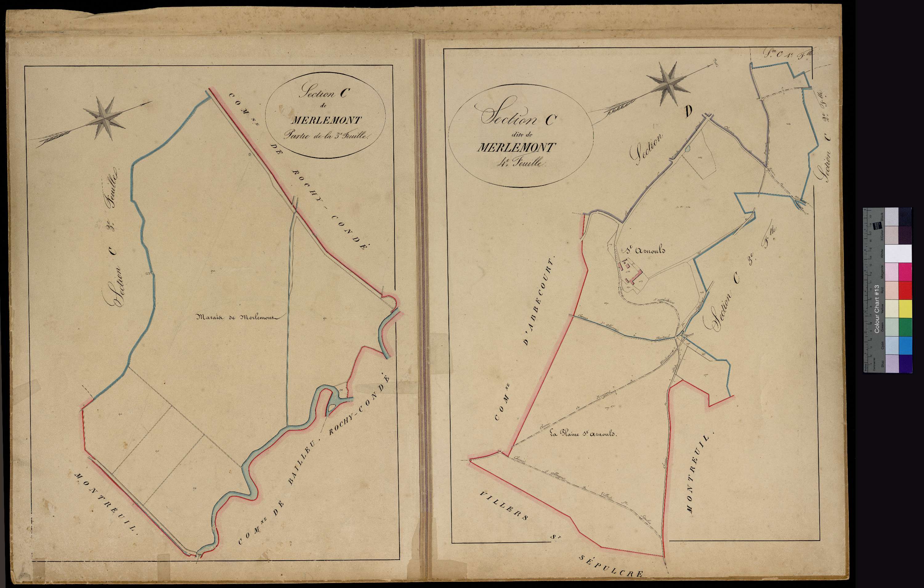 Warluis - Cadastre napoléonien, section C4, avec une partie de la troisième feuille C