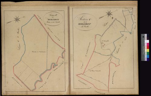 Warluis - Cadastre napoléonien, section C4, avec une partie de la troisième feuille C