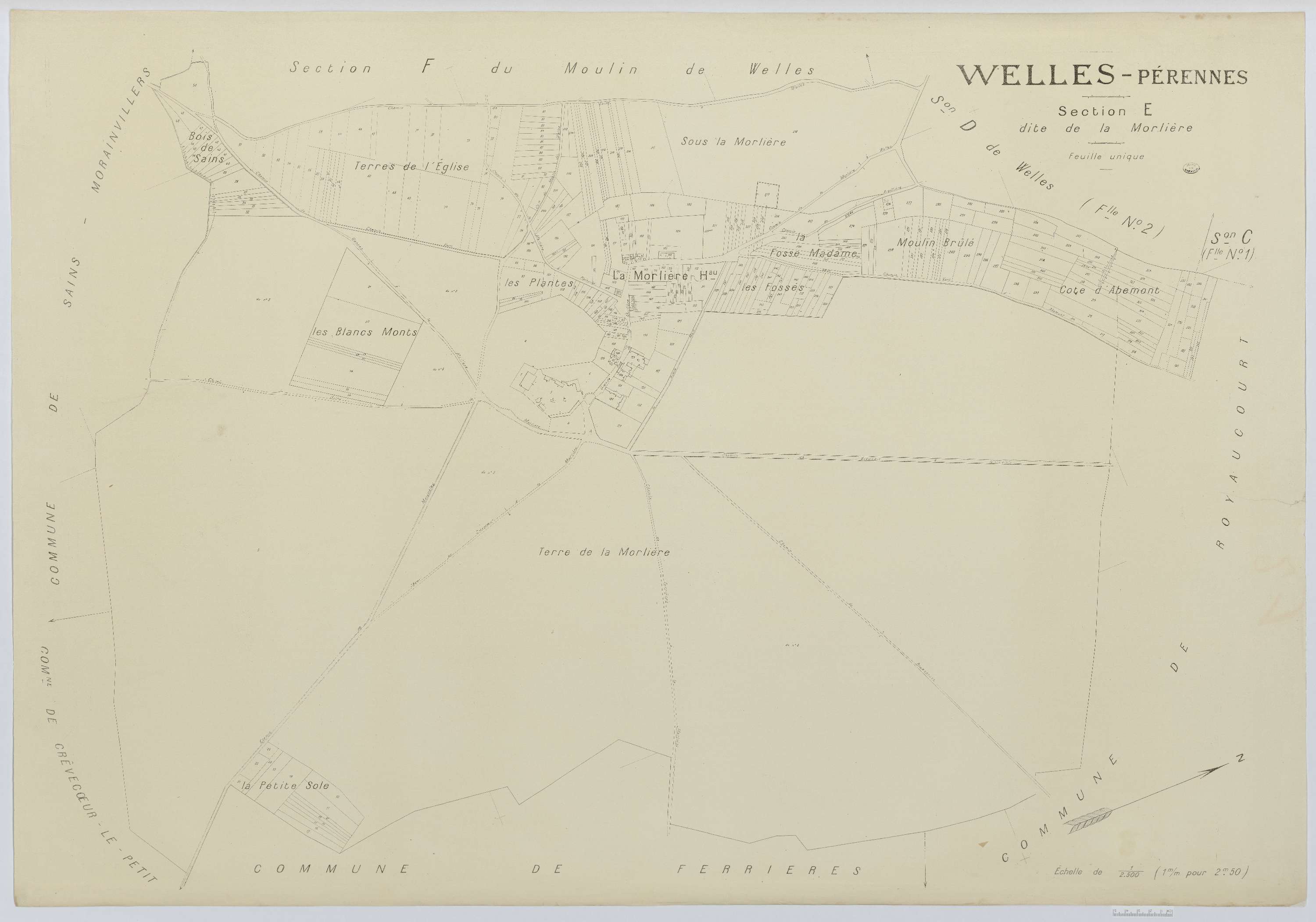 Welles-Pérennes - Cadastre napoléonien (copie), section E, feuille unique