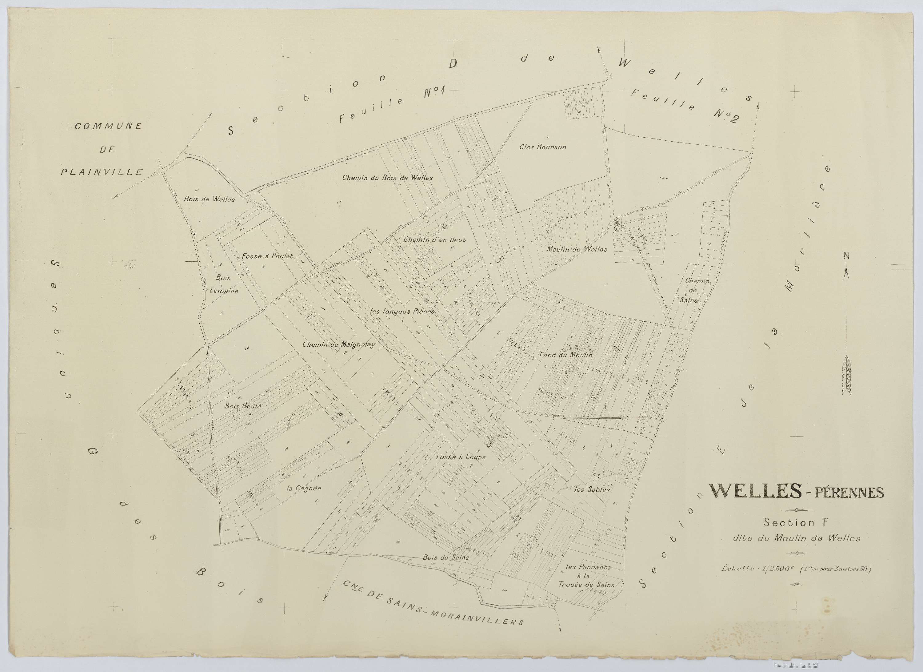 Welles-Pérennes - Cadastre napoléonien (copie), section F, feuille unique