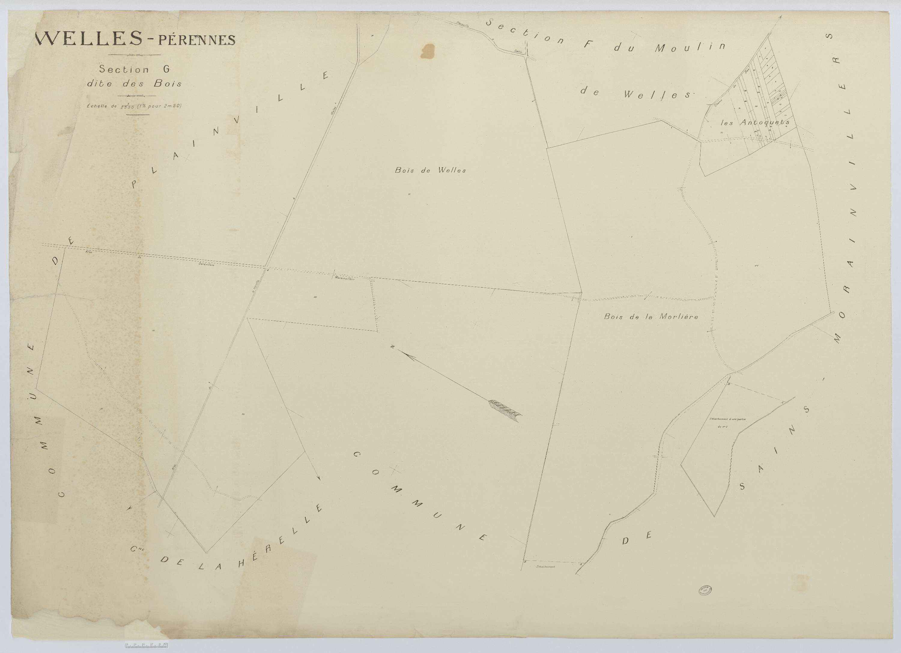 Welles-Pérennes - Cadastre napoléonien (copie), section G, feuille unique