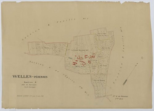 Welles-Pérennes - Cadastre napoléonien (copie), développement de la section A, copie calque