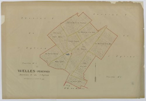 Welles-Pérennes - Cadastre napoléonien (copie), section C, feuille unique, copie calque