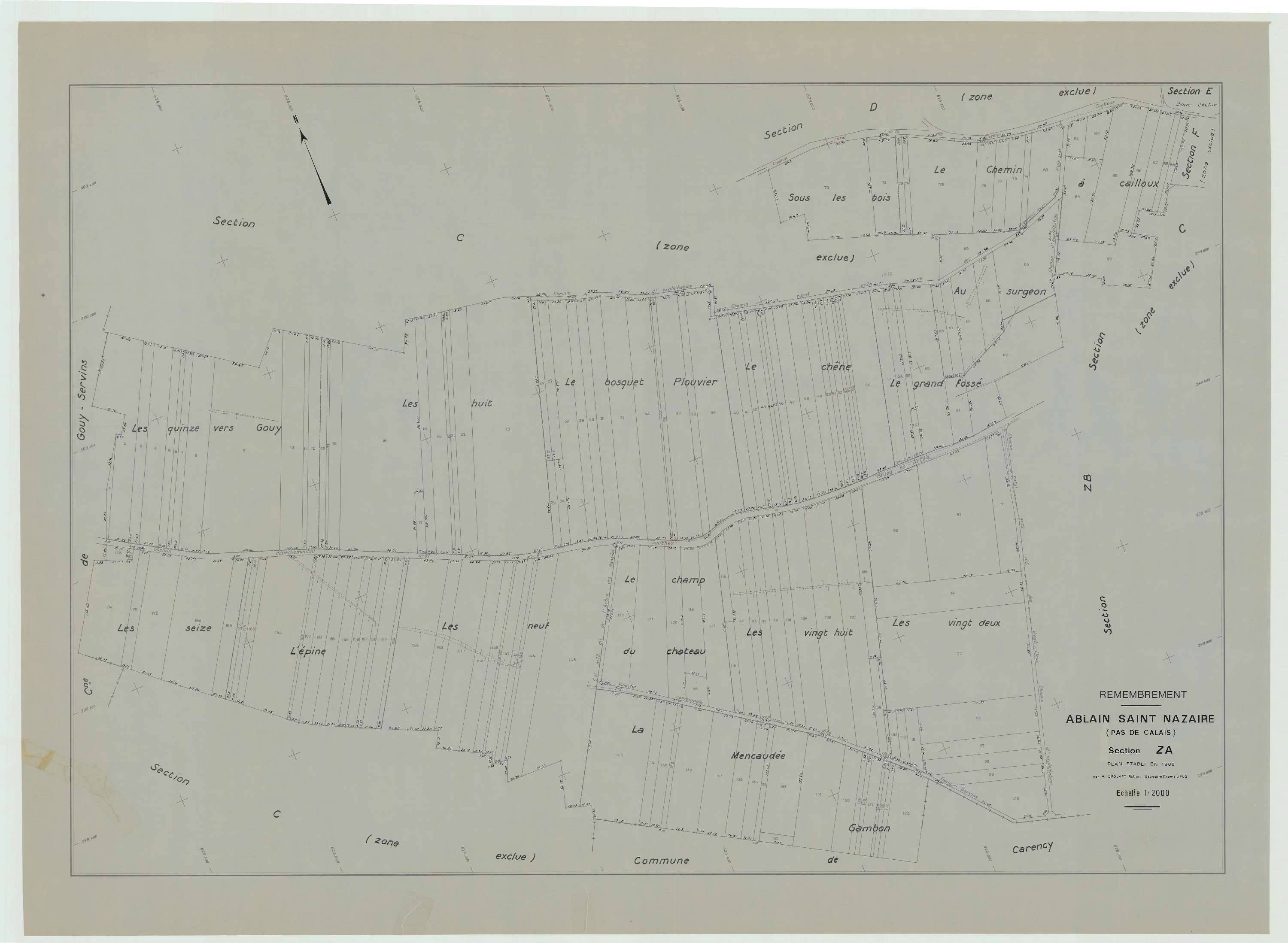 Ablain-Saint-Nazaire - Plan de remembrement : section ZA.