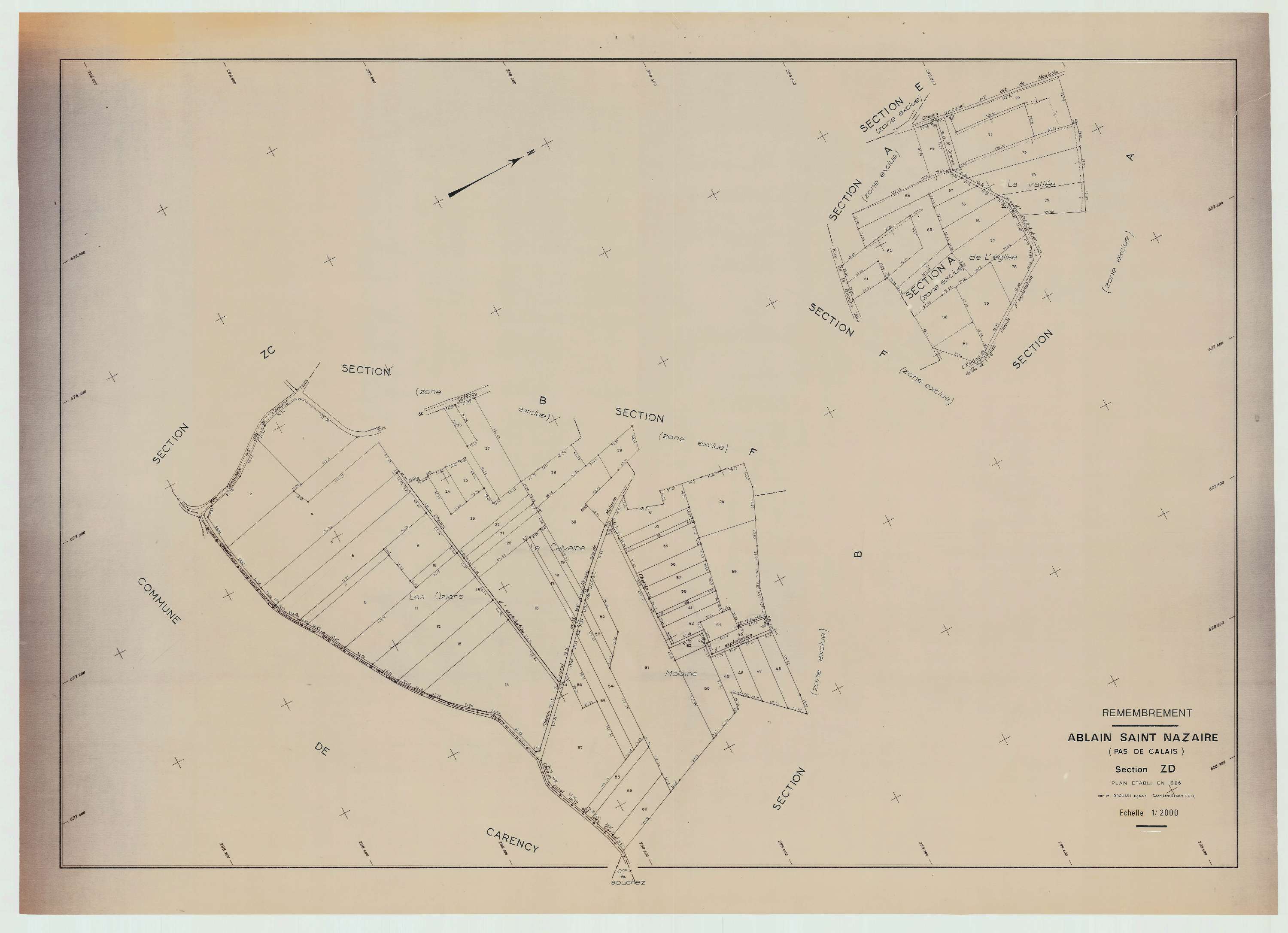 Ablain-Saint-Nazaire - Plan de remembrement : section ZD.