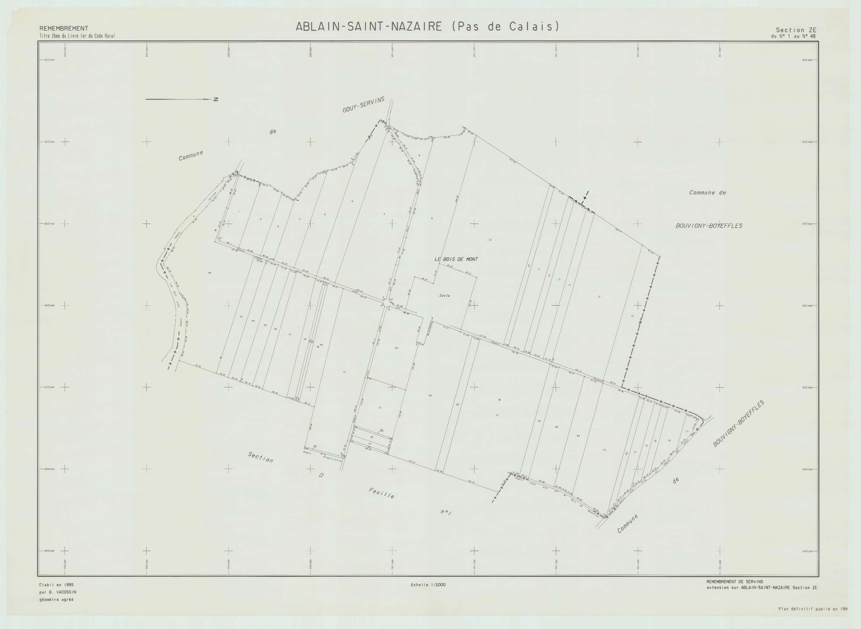 Ablain-Saint-Nazaire - Plan de remembrement : section ZE.