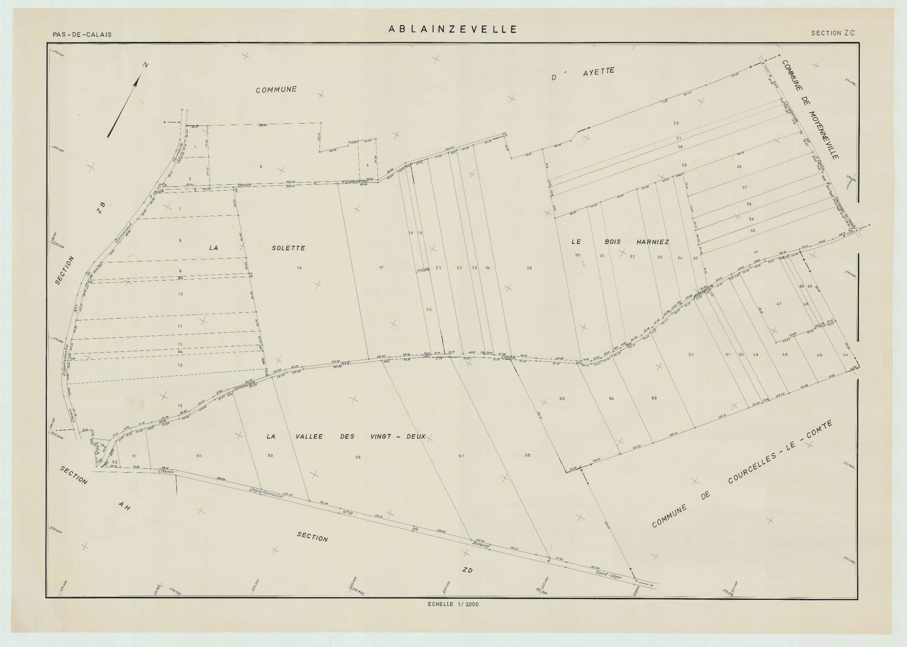 Ablainzevelle - Plan de remembrement : section ZC.