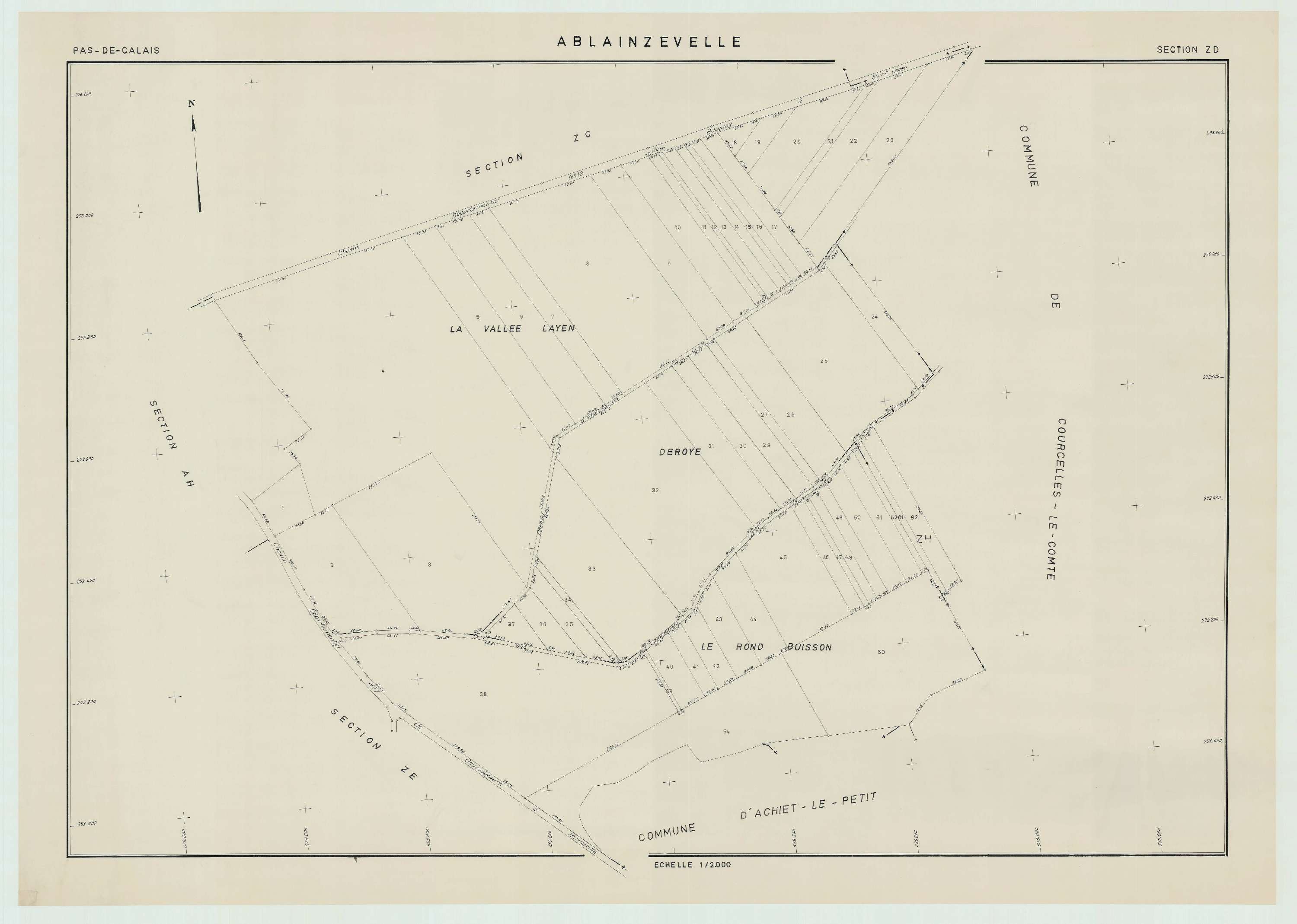 Ablainzevelle - Plan de remembrement : section ZD.