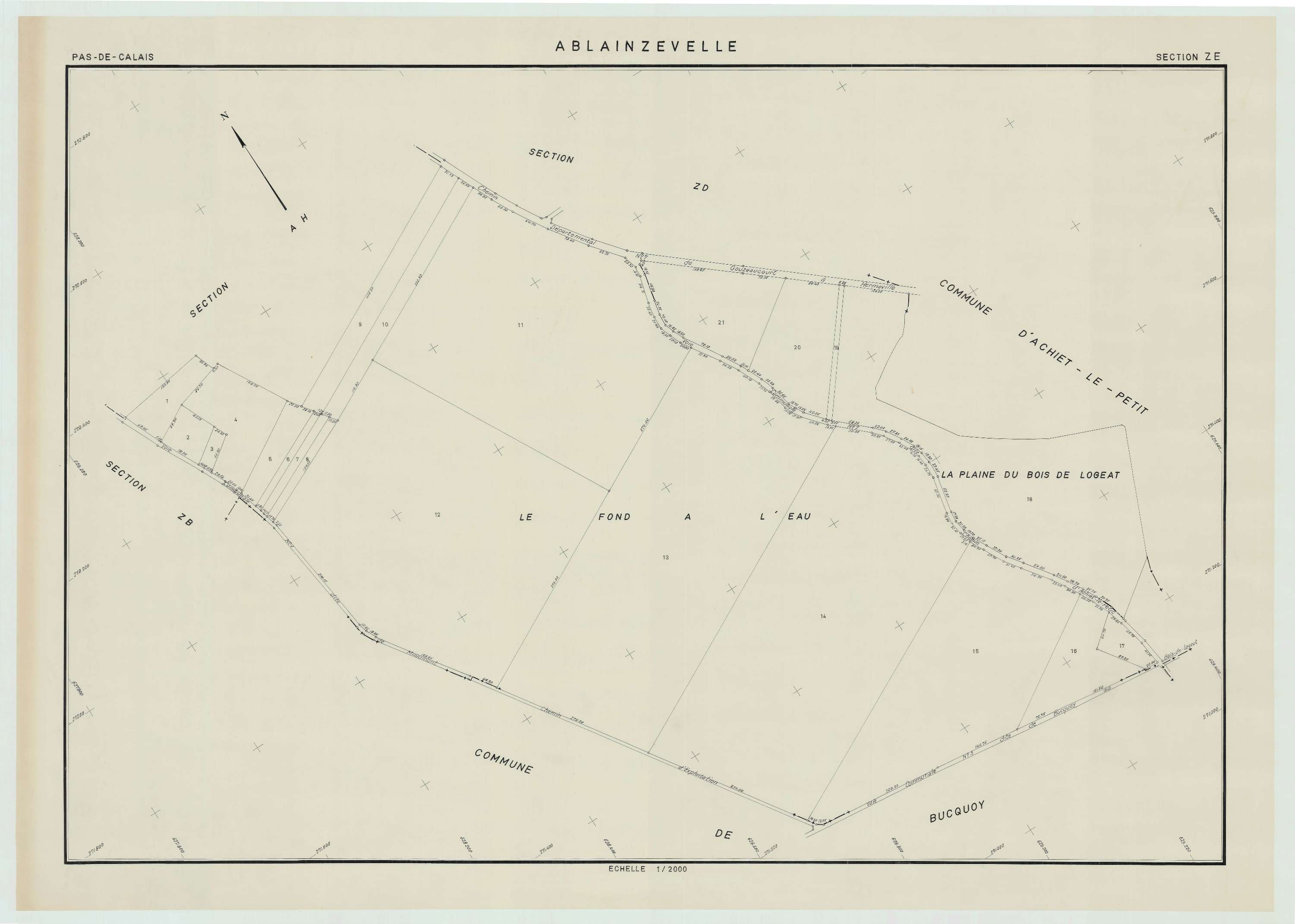 Ablainzevelle - Plan de remembrement : section ZE.