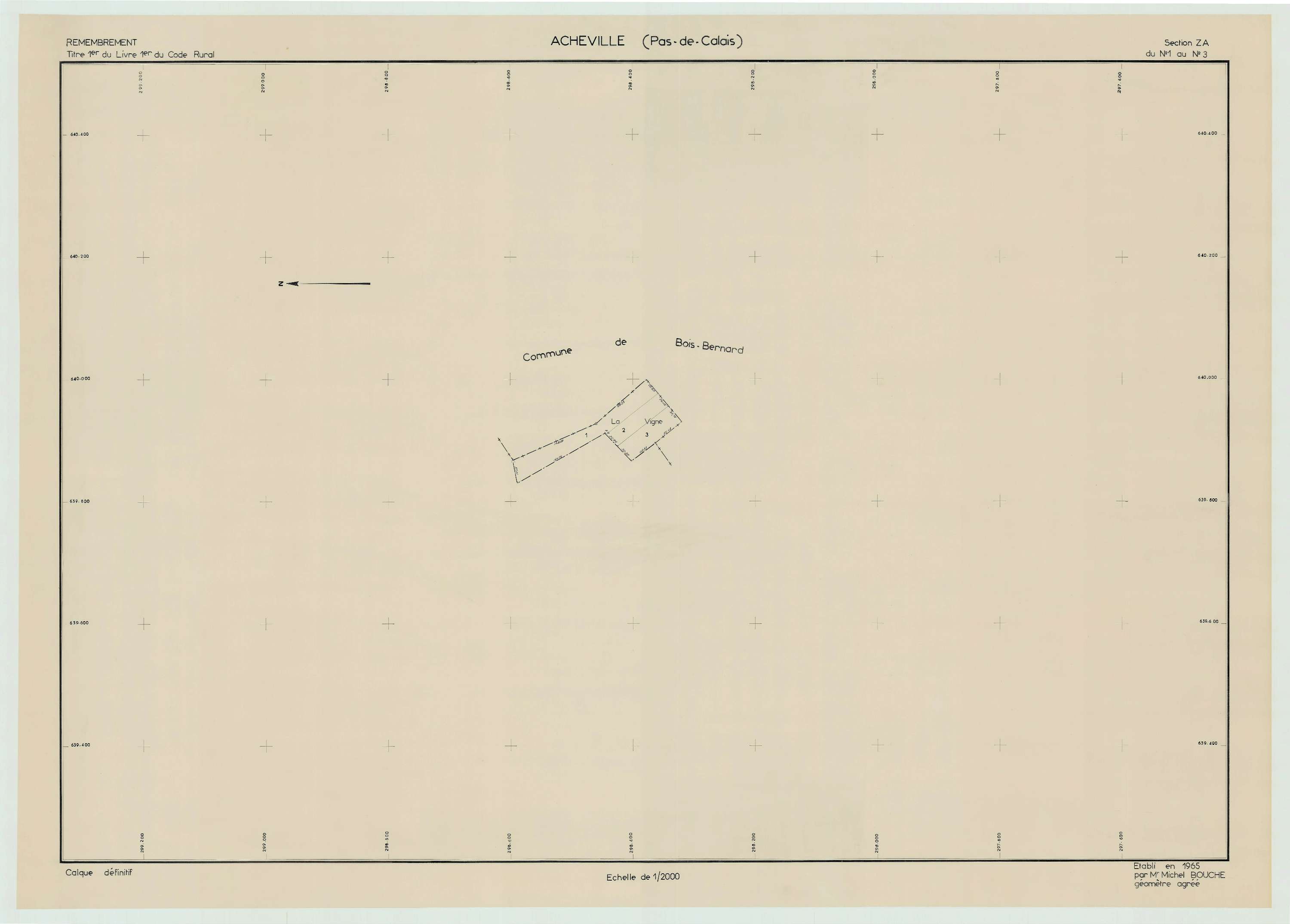 Acheville - Plan de remembrement : section ZA.
