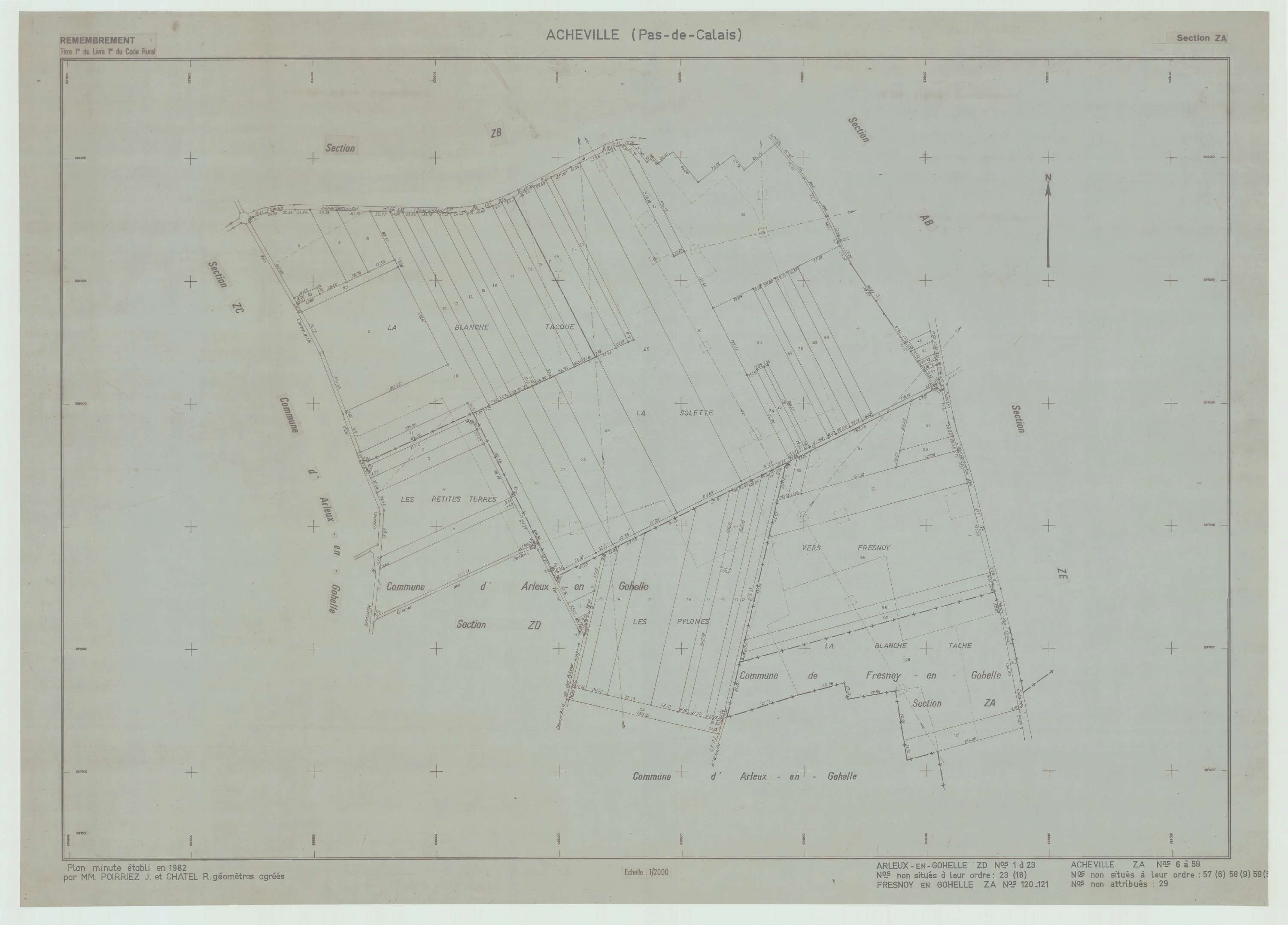 Acheville - Plan de remembrement : section ZA.