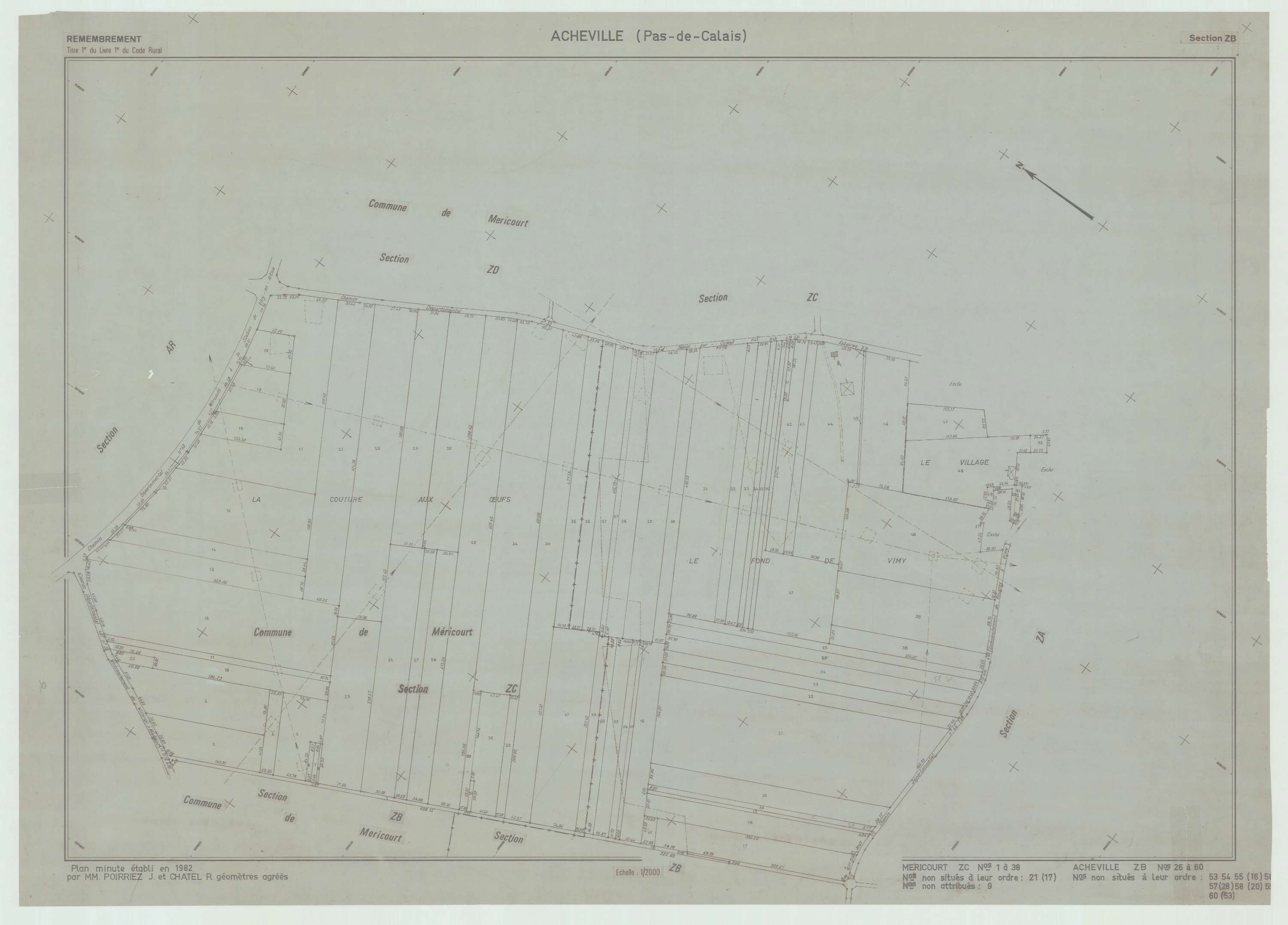 Acheville - Plan de remembrement : section ZB.