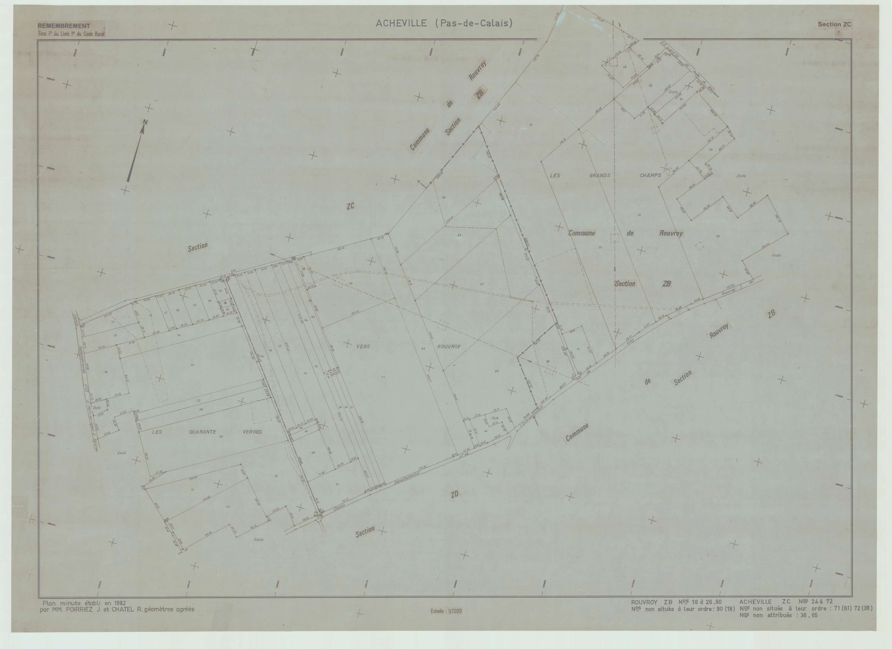 Acheville - Plan de remembrement : section ZC.
