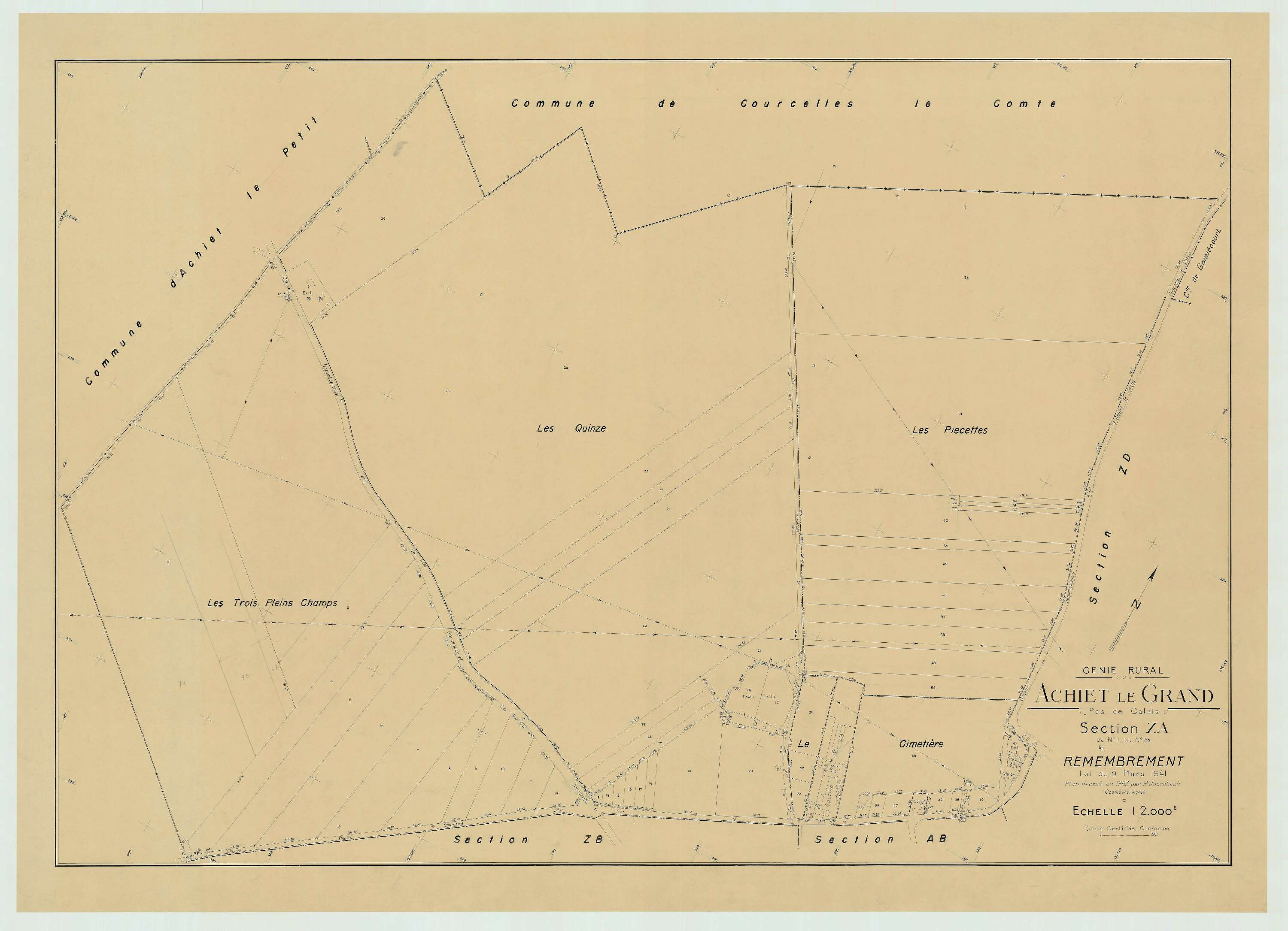 Achiet-le-Grand - Plan de remembrement : section ZA.