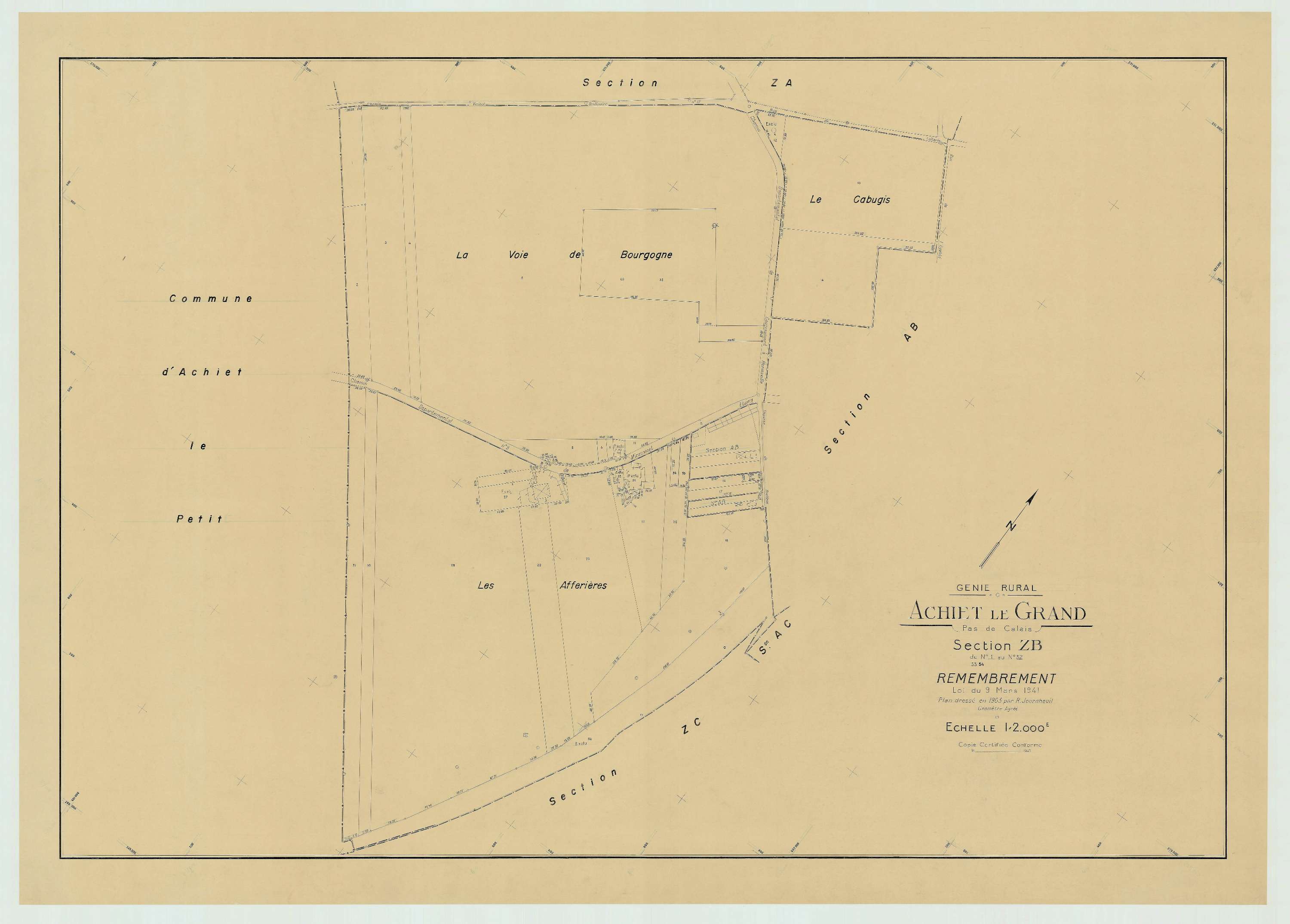 Achiet-le-Grand - Plan de remembrement : section ZB.