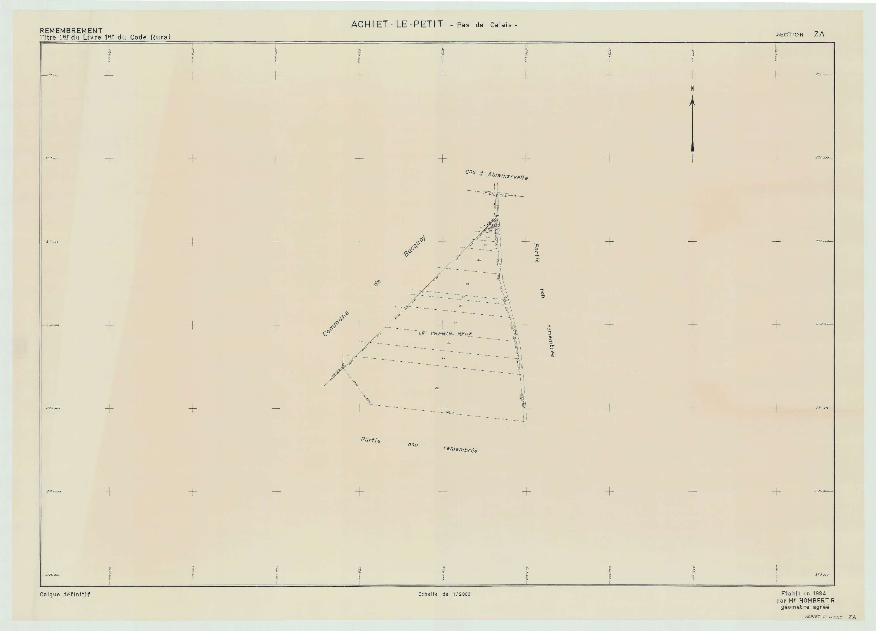 Achiet-le-Petit - Plan de remembrement : section ZA.