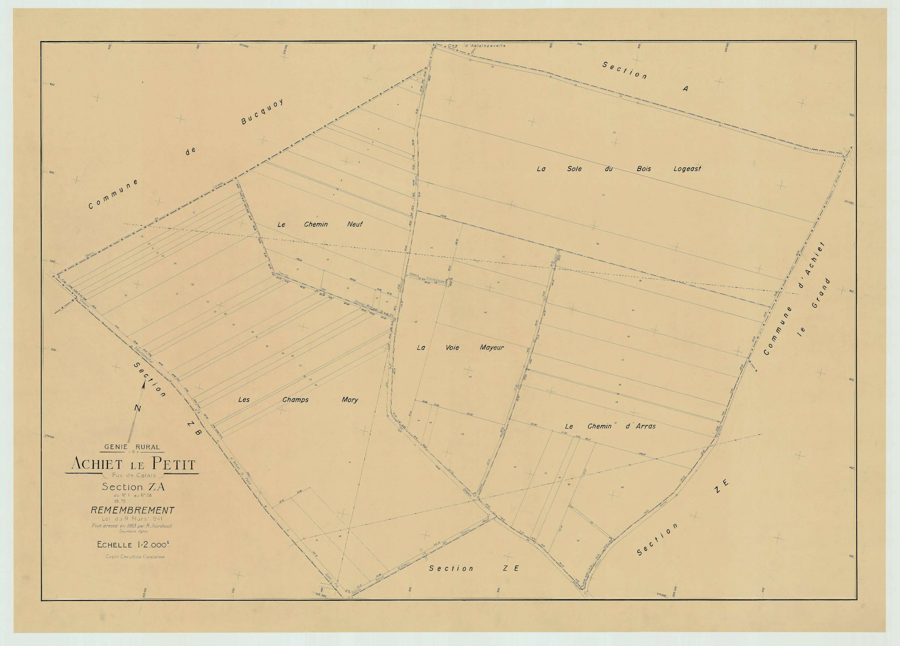 Achiet-le-Petit - Plan de remembrement : section ZA.