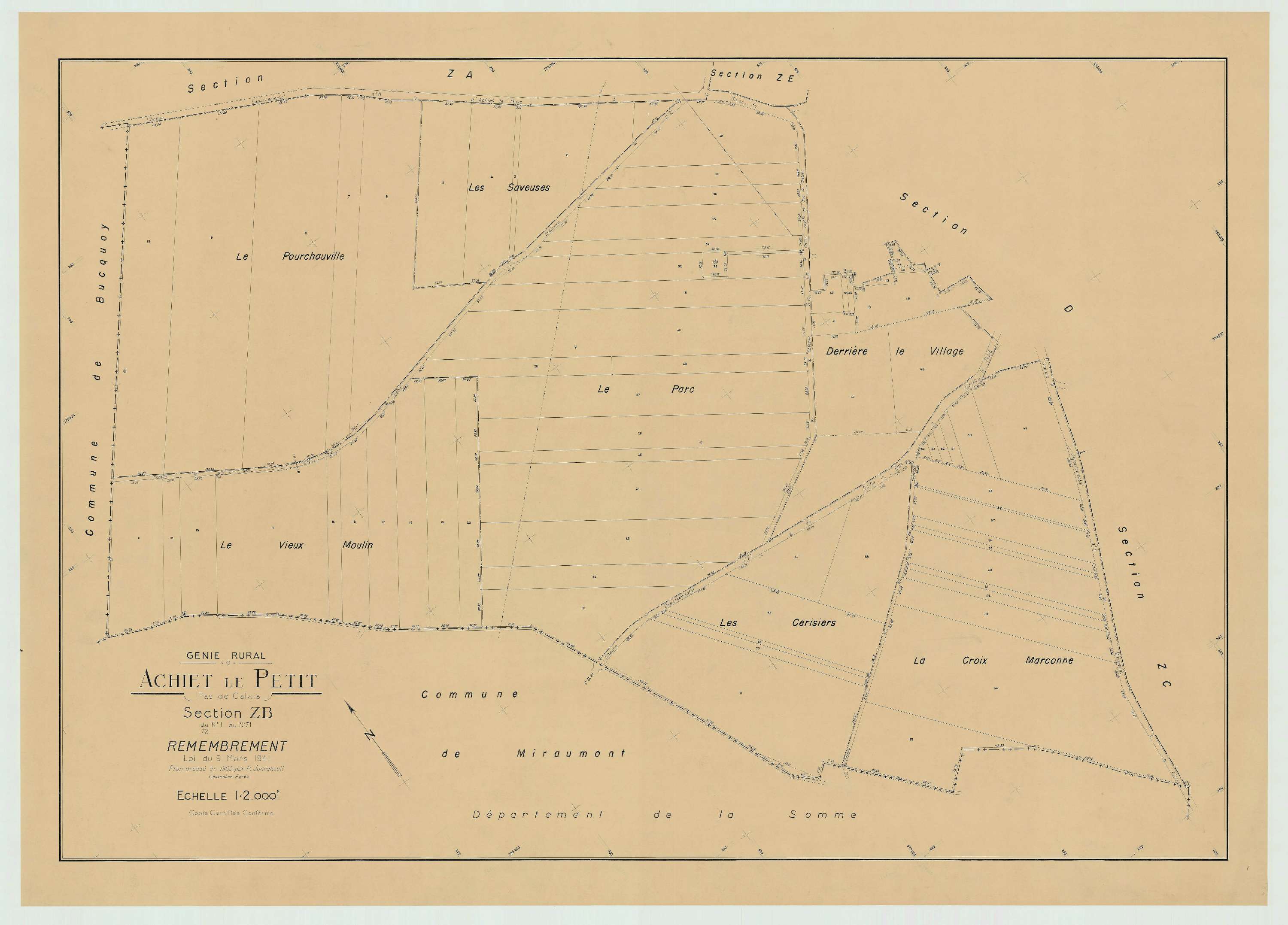 Achiet-le-Petit - Plan de remembrement : section ZB.