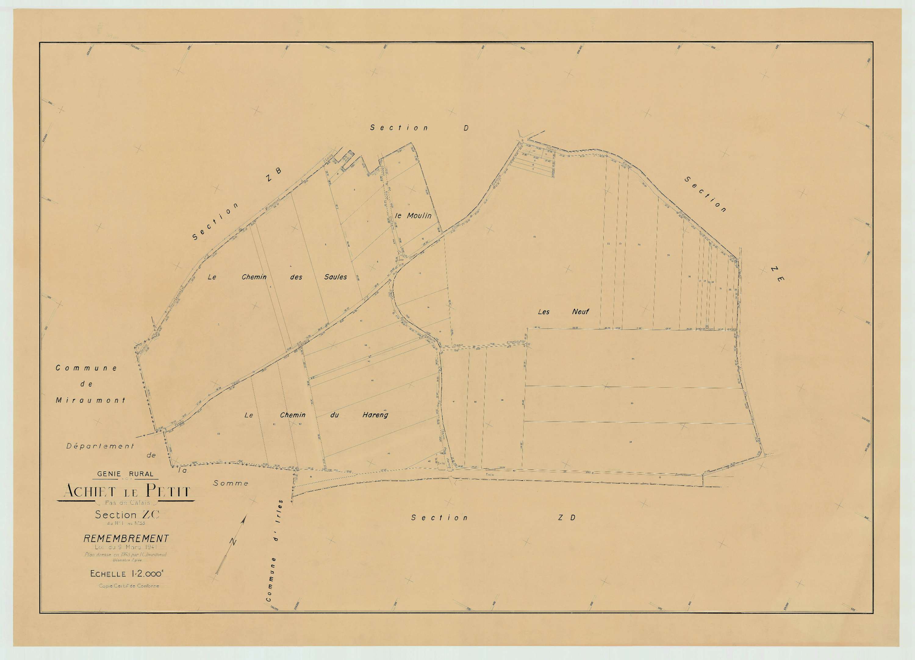 Achiet-le-Petit - Plan de remembrement : section ZC.
