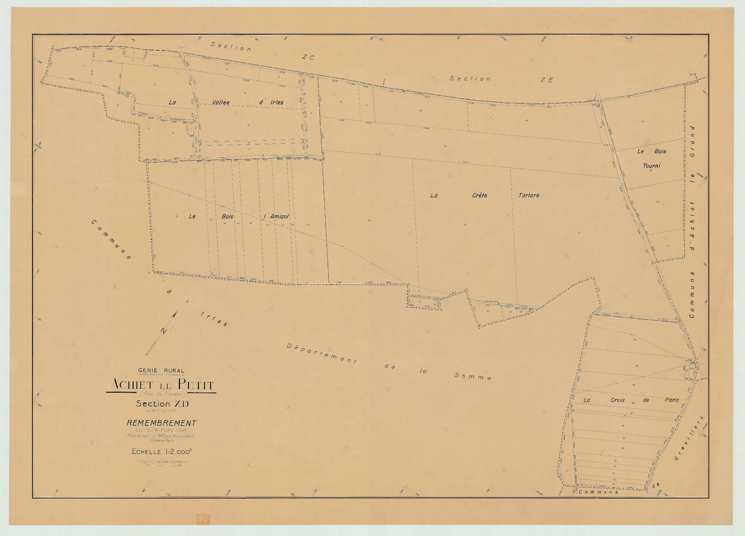 Achiet-le-Petit - Plan de remembrement : section ZD.