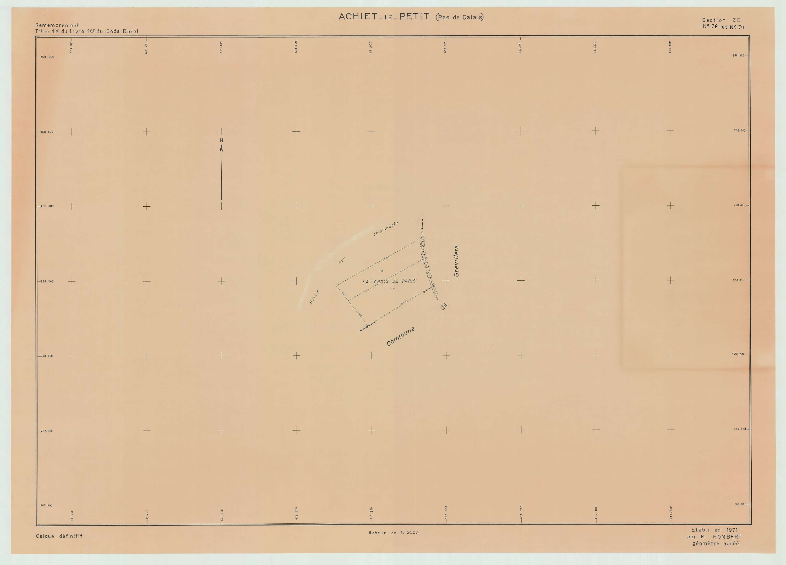 Achiet-le-Petit - Plan de remembrement : section ZD.