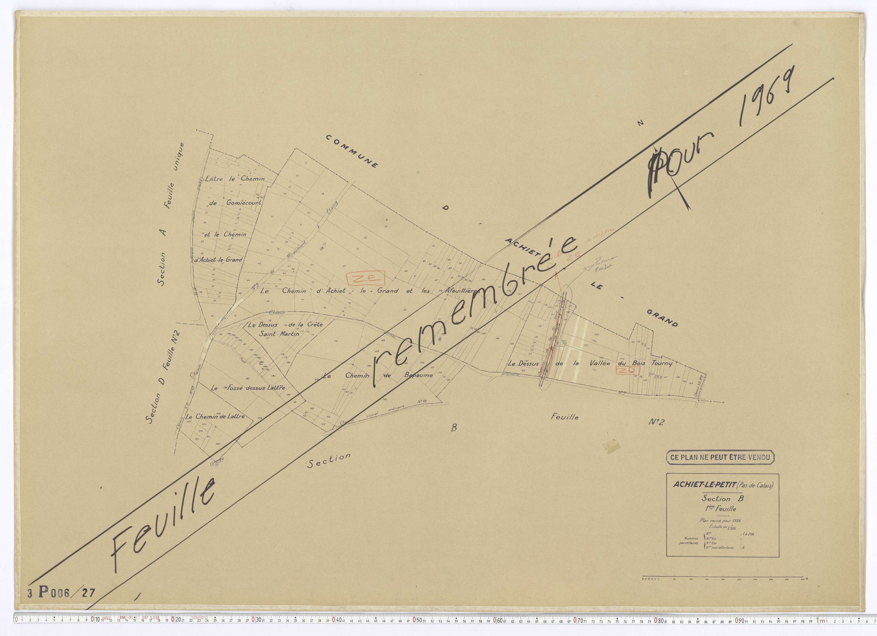 Achiet-le-Petit - Section B, feuille 1.