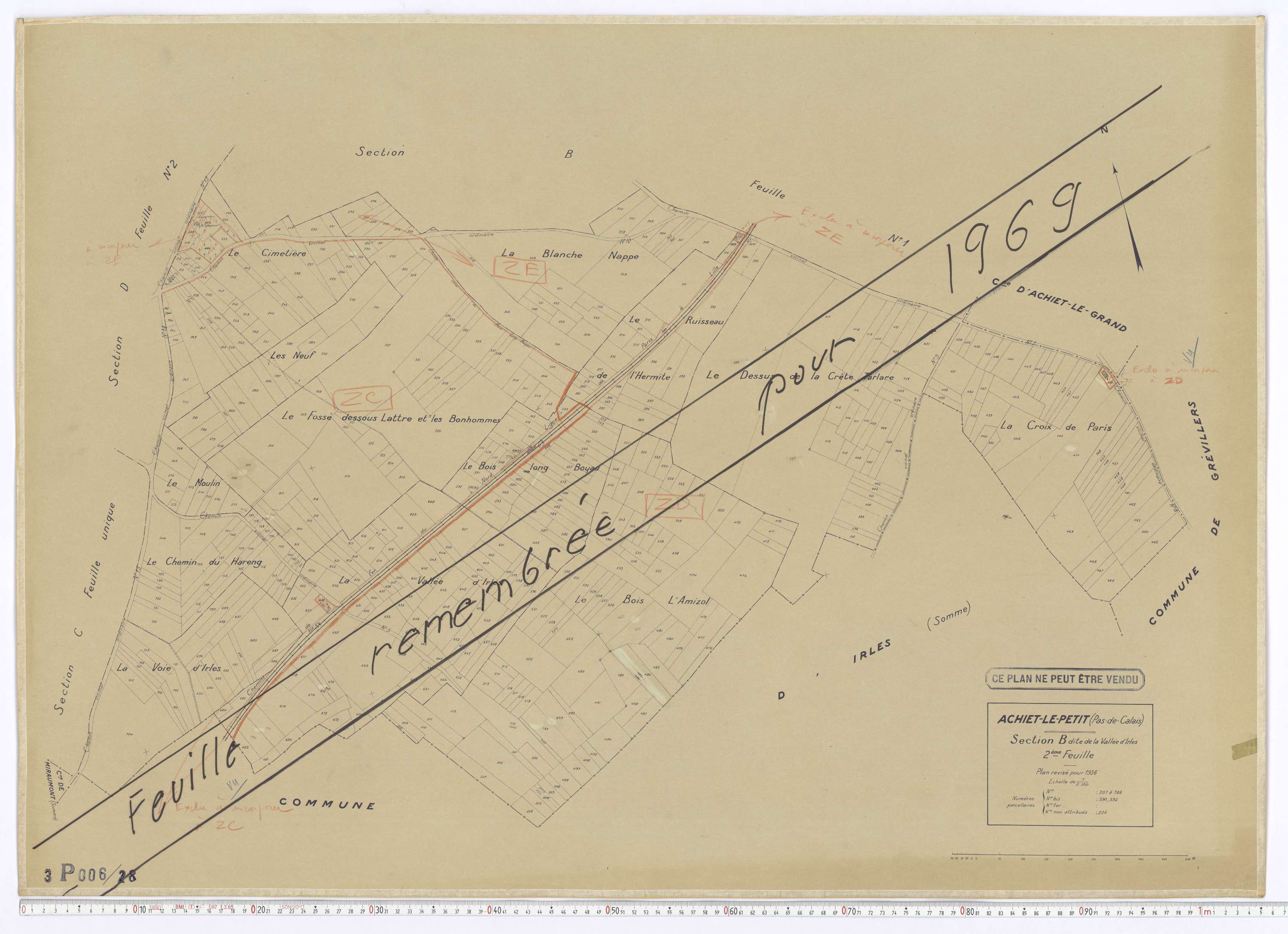 Achiet-le-Petit - Section B, feuille 2.