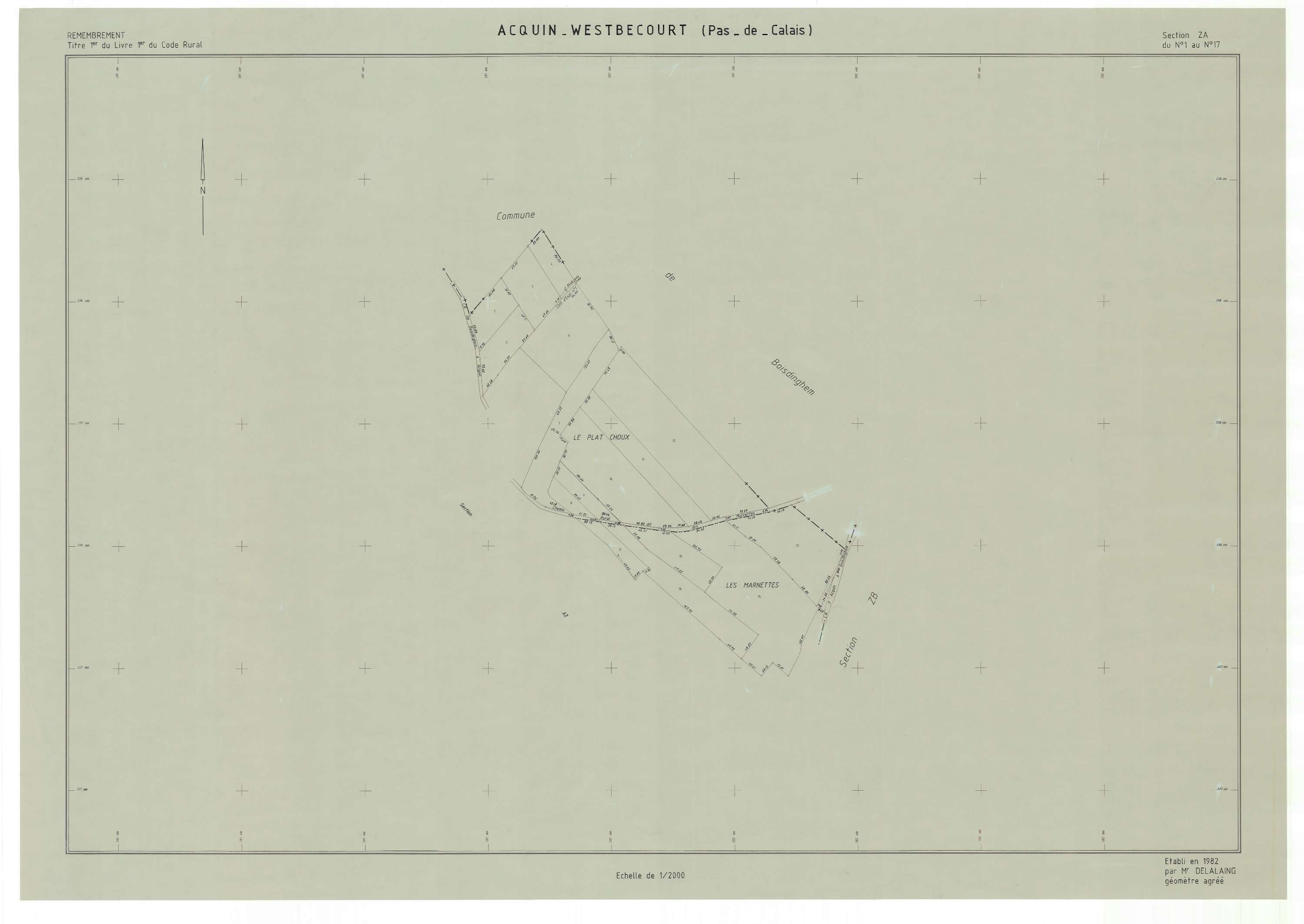 Acquin-Westbécourt - Plan de remembrement : section ZA.