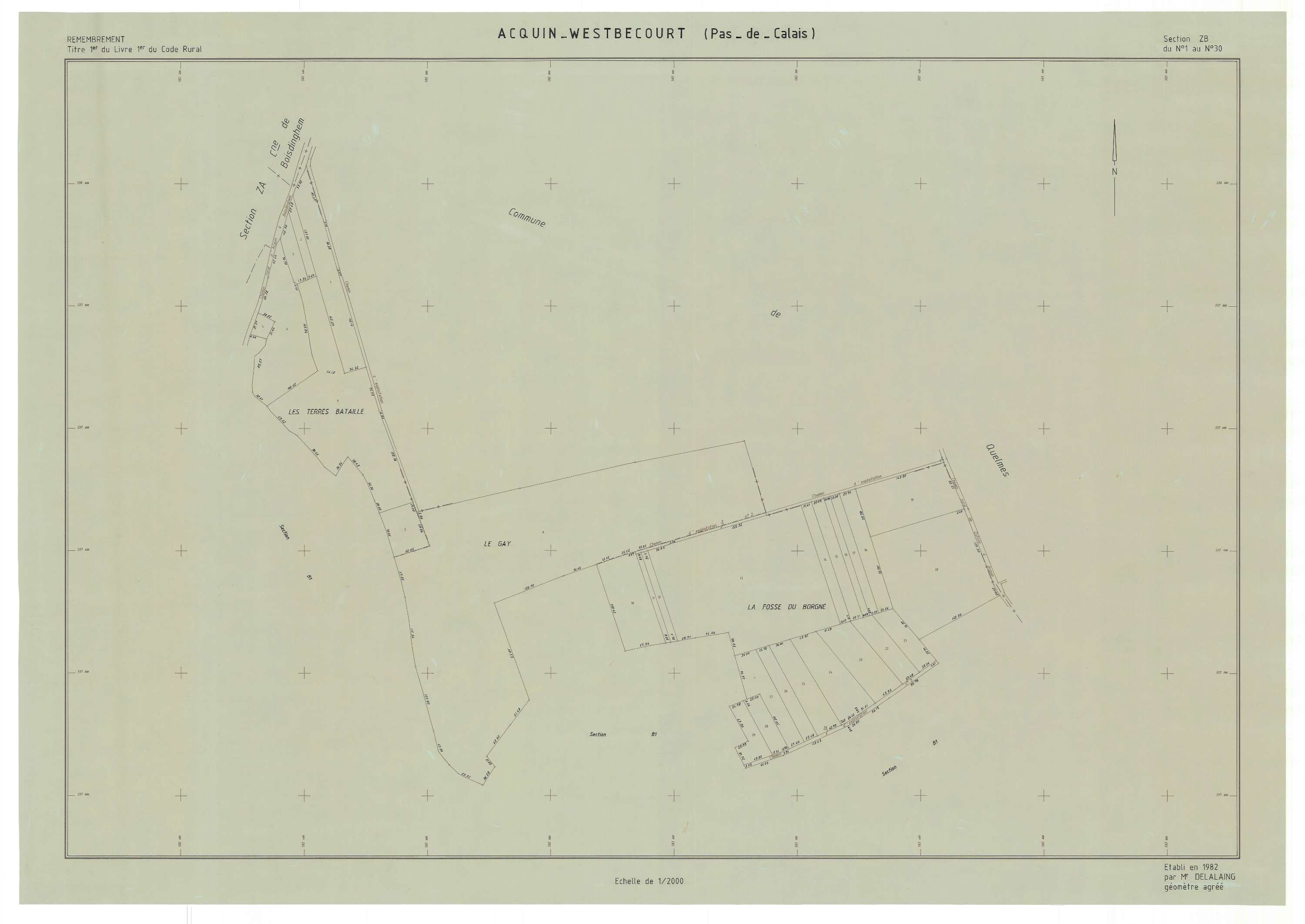 Acquin-Westbécourt - Plan de remembrement : section ZB.