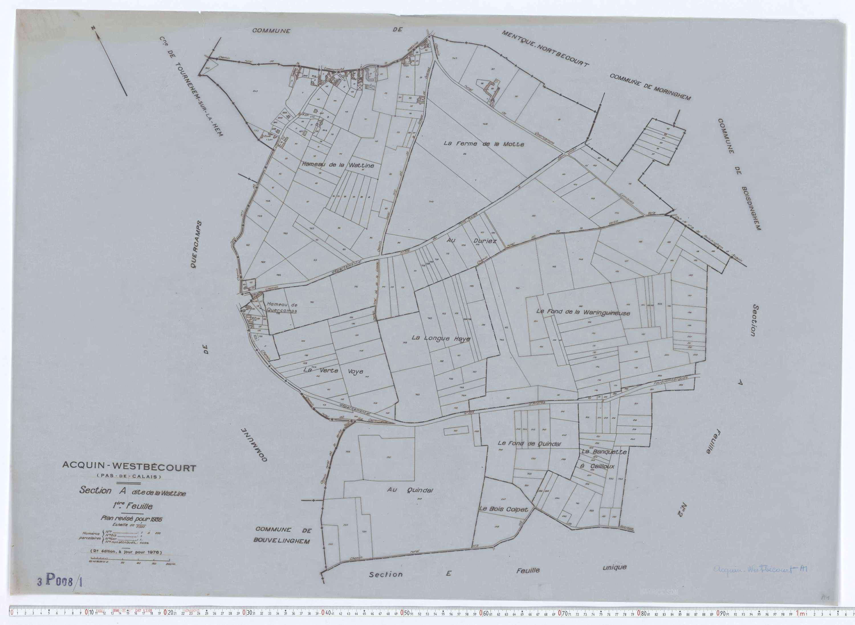 Acquin-Westbécourt - Section A, feuille 1.