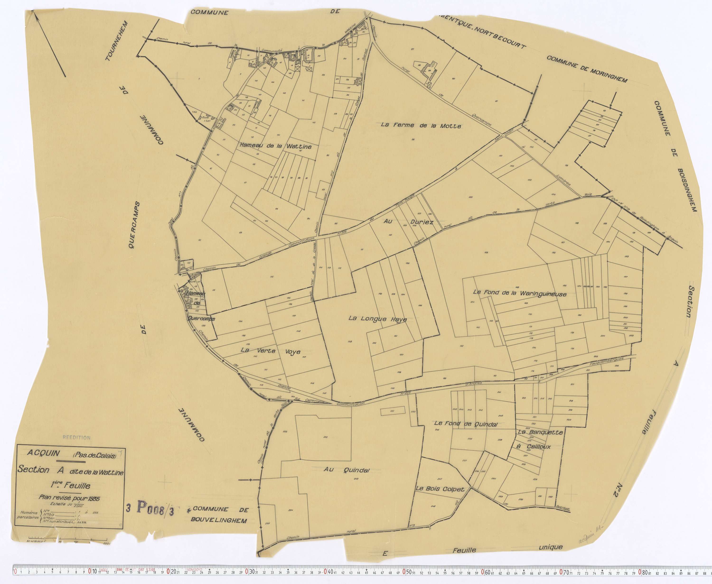 Acquin-Westbécourt - Section A, feuille 1.