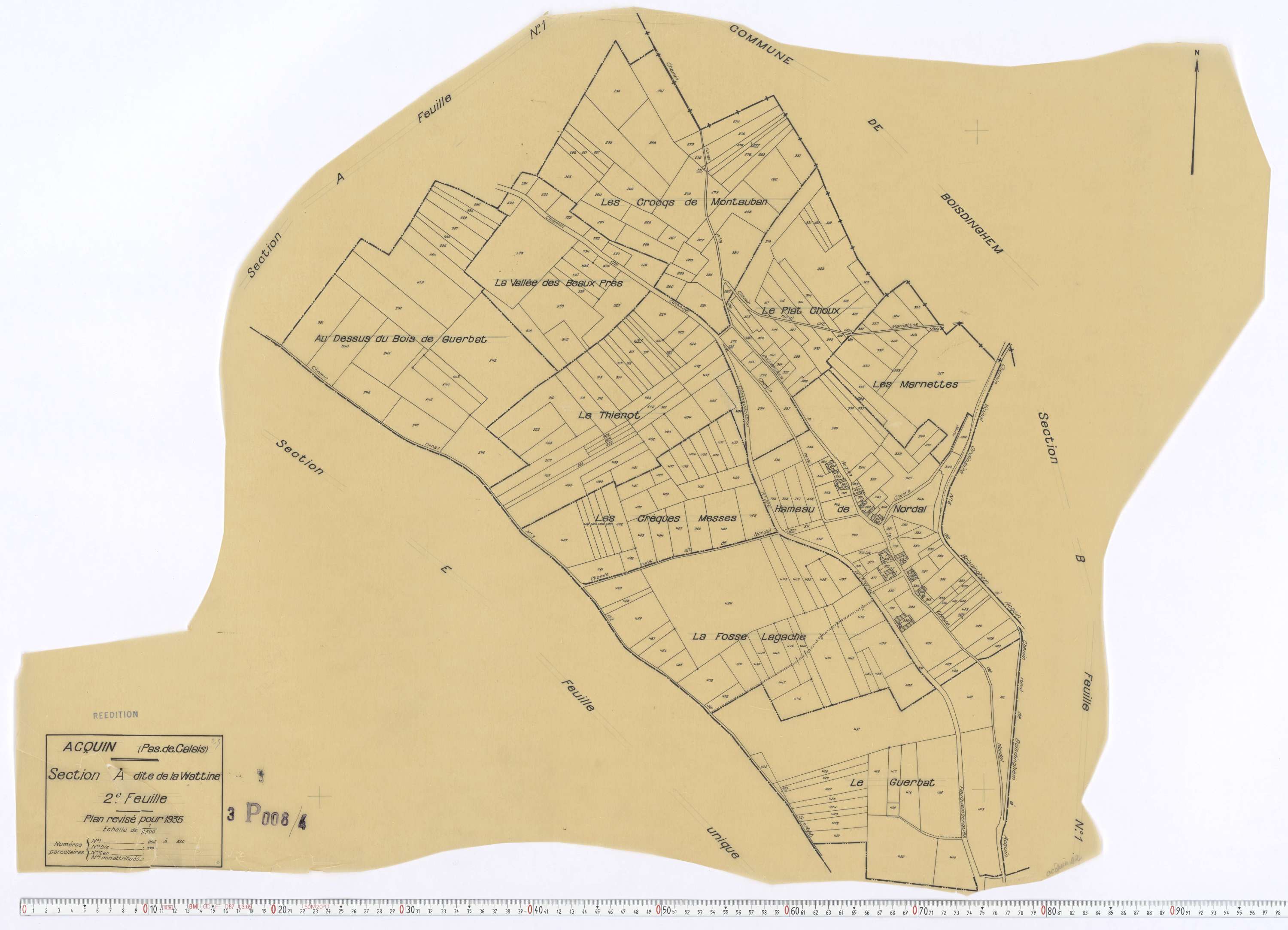 Acquin-Westbécourt - Section A, feuille 2.