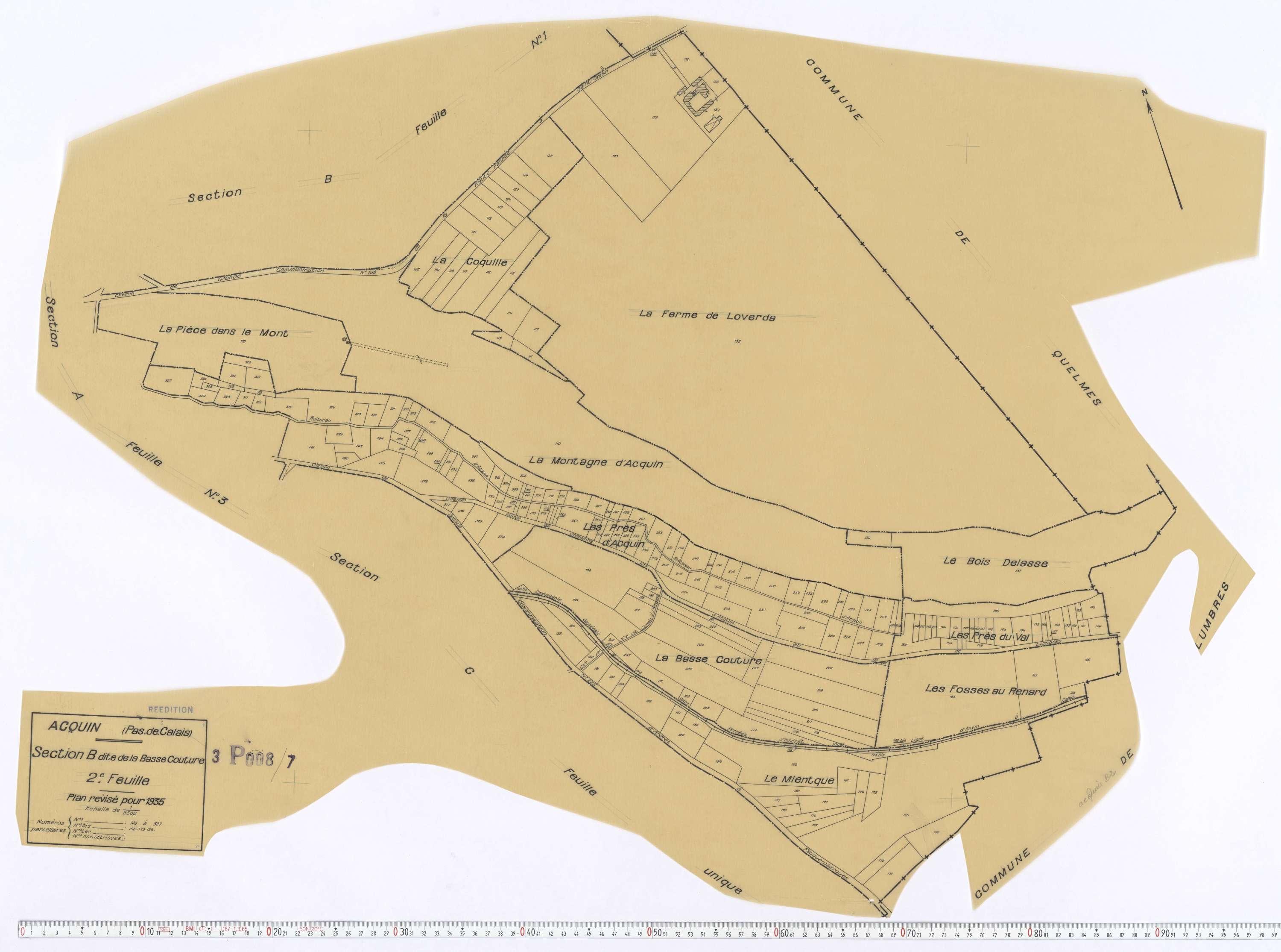 Acquin-Westbécourt - Section B, feuille 2.