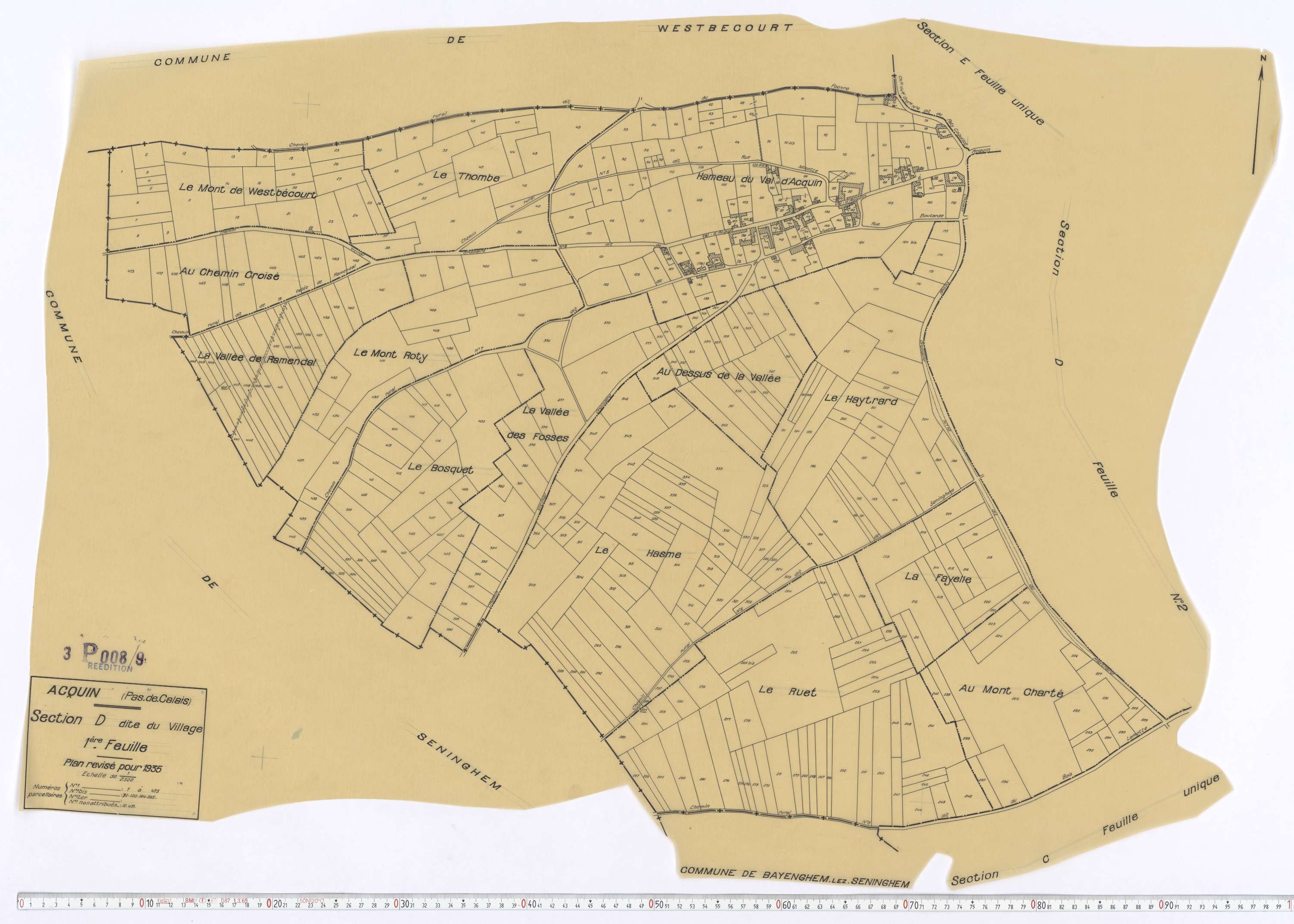 Acquin-Westbécourt - Section D, feuille 1.