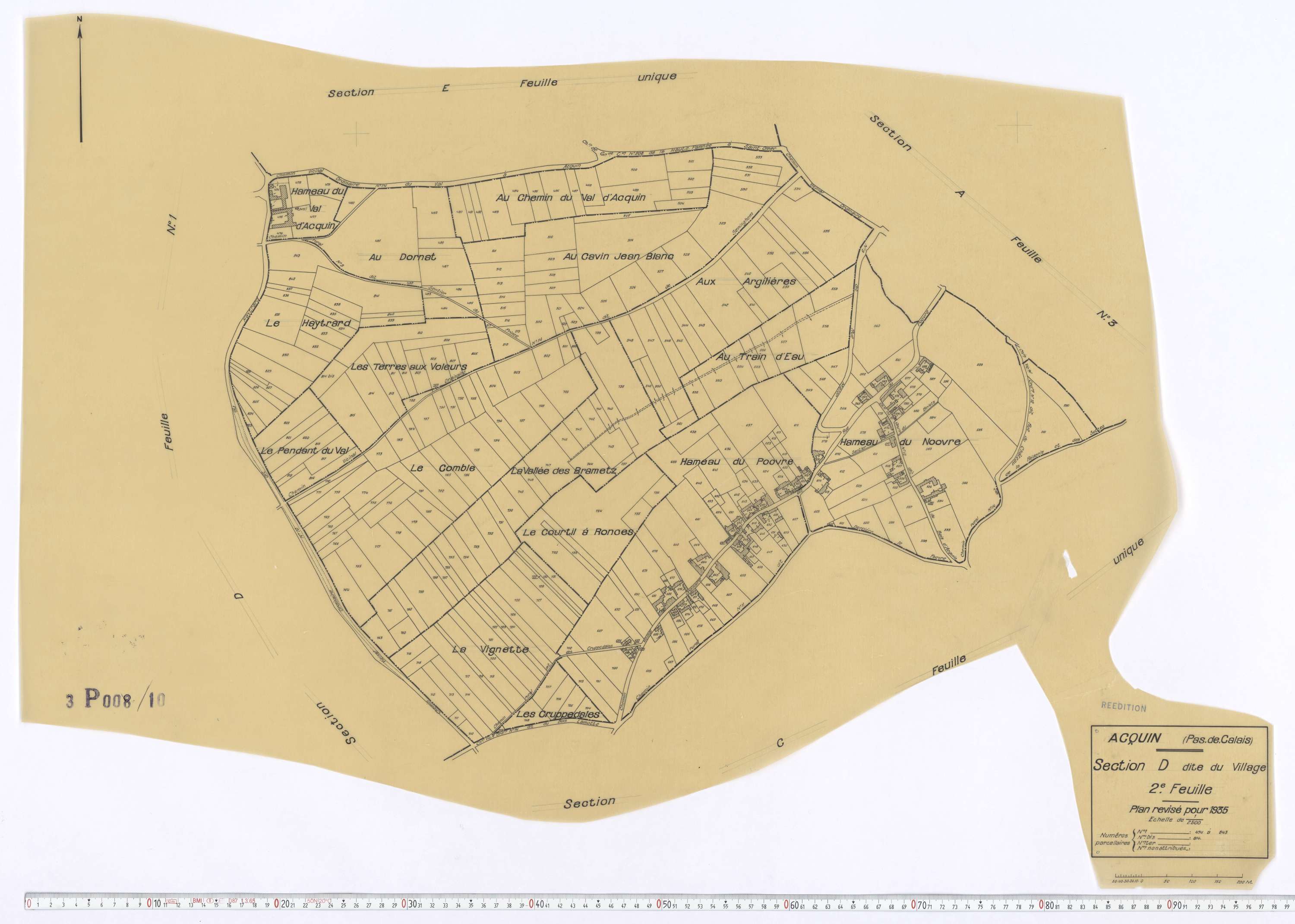 Acquin-Westbécourt - Section D, feuille 2.