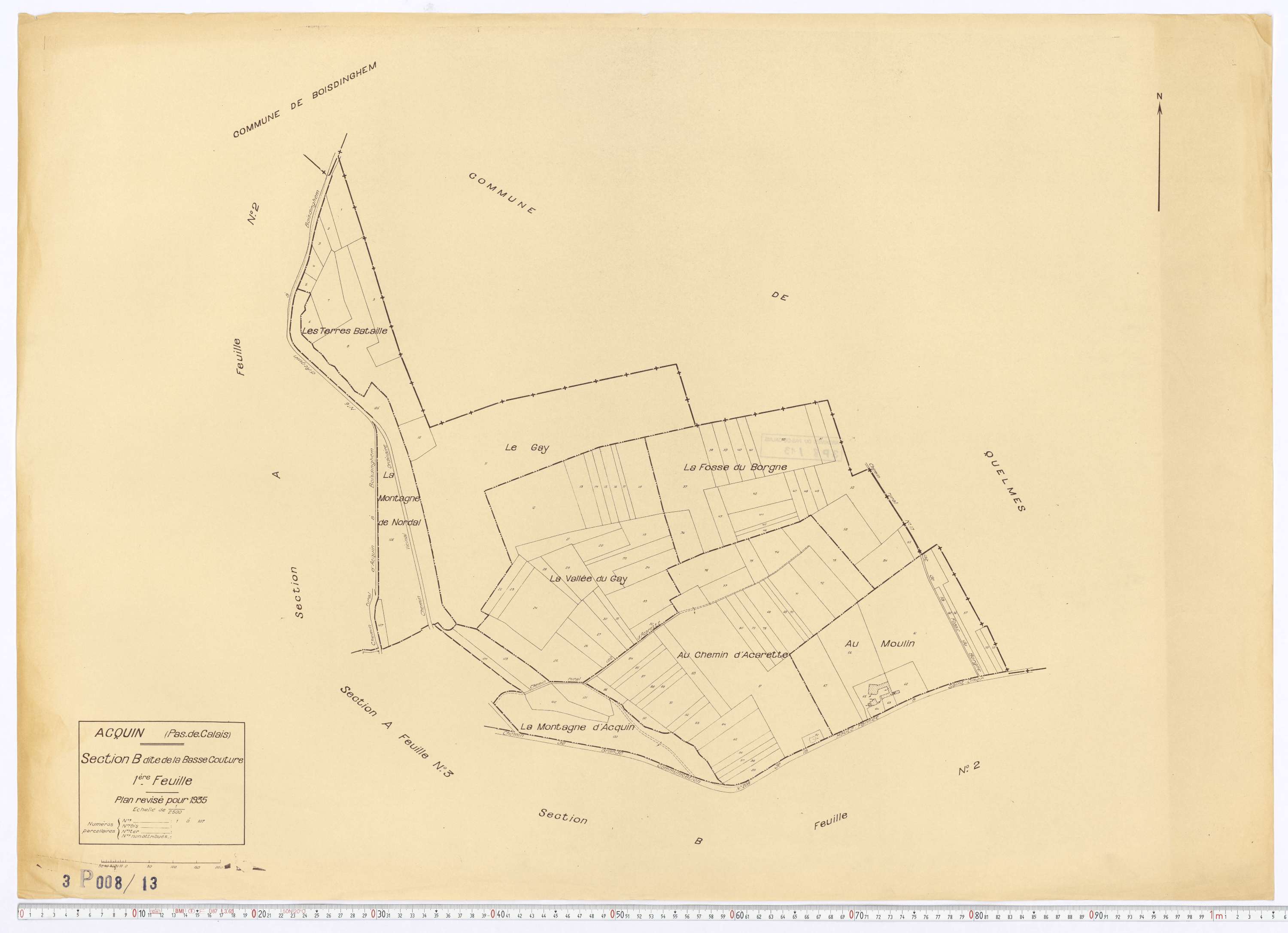 Acquin-Westbécourt - Section B, feuille 1.