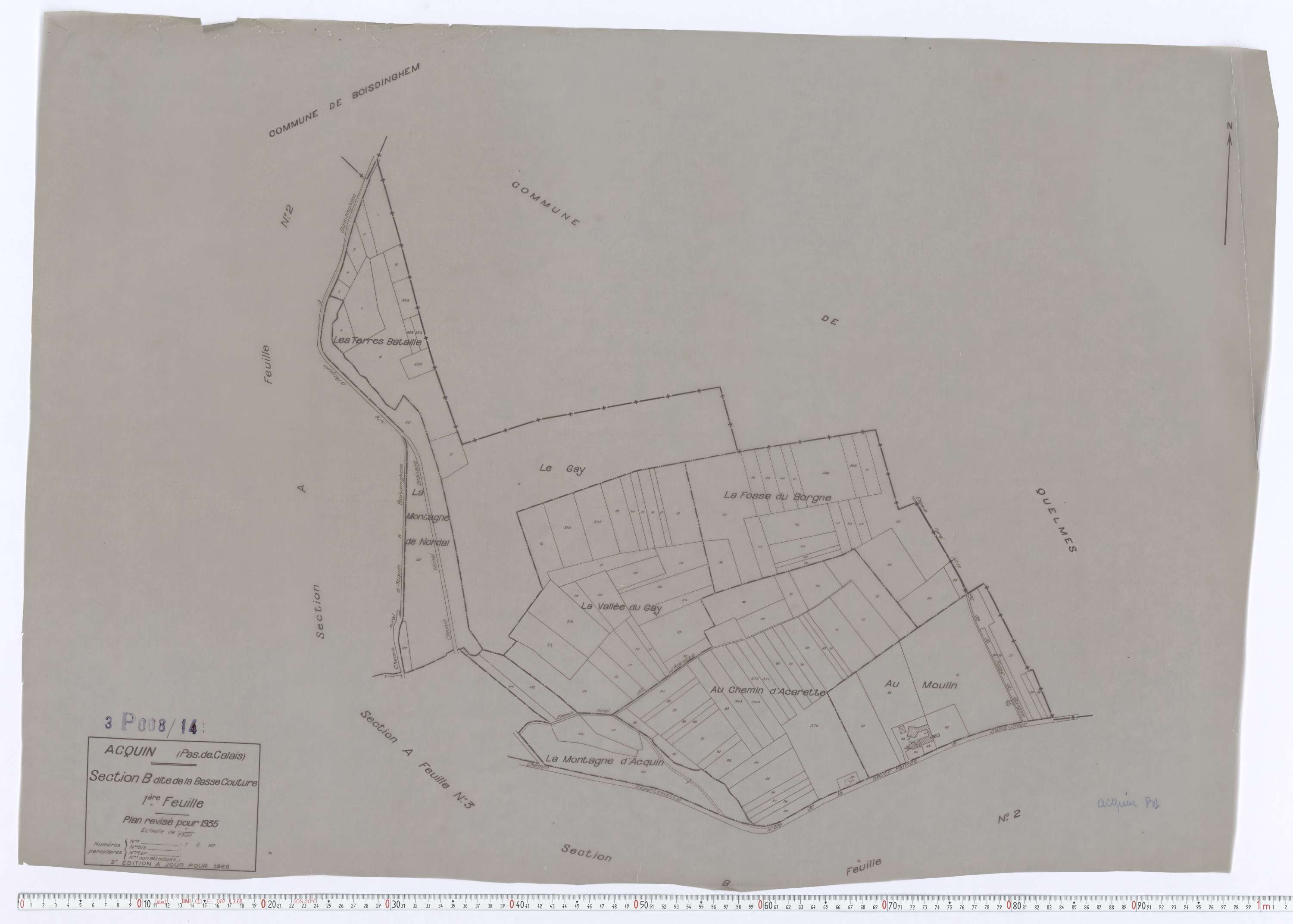 Acquin-Westbécourt - Section B, feuille 1.
