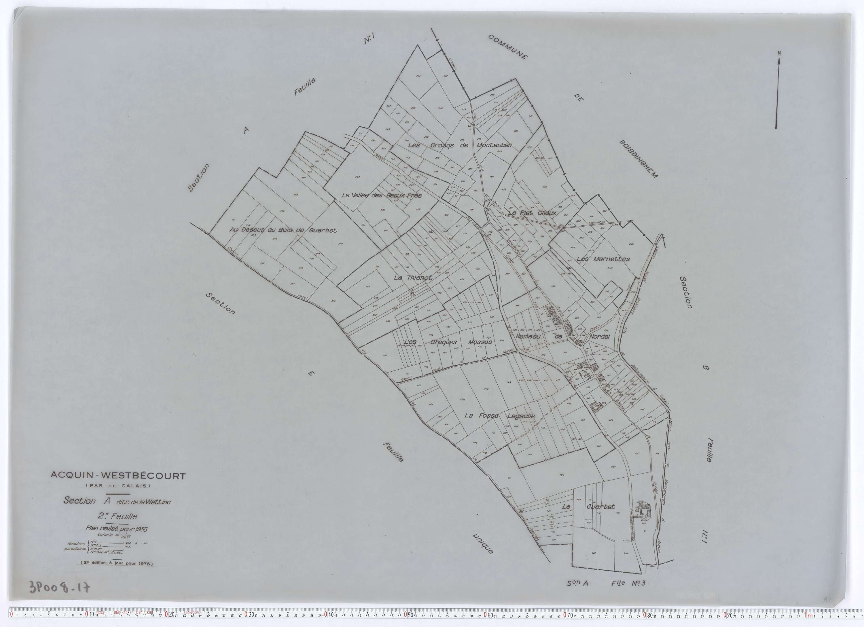 Acquin-Westbécourt - Section A, feuille 2.