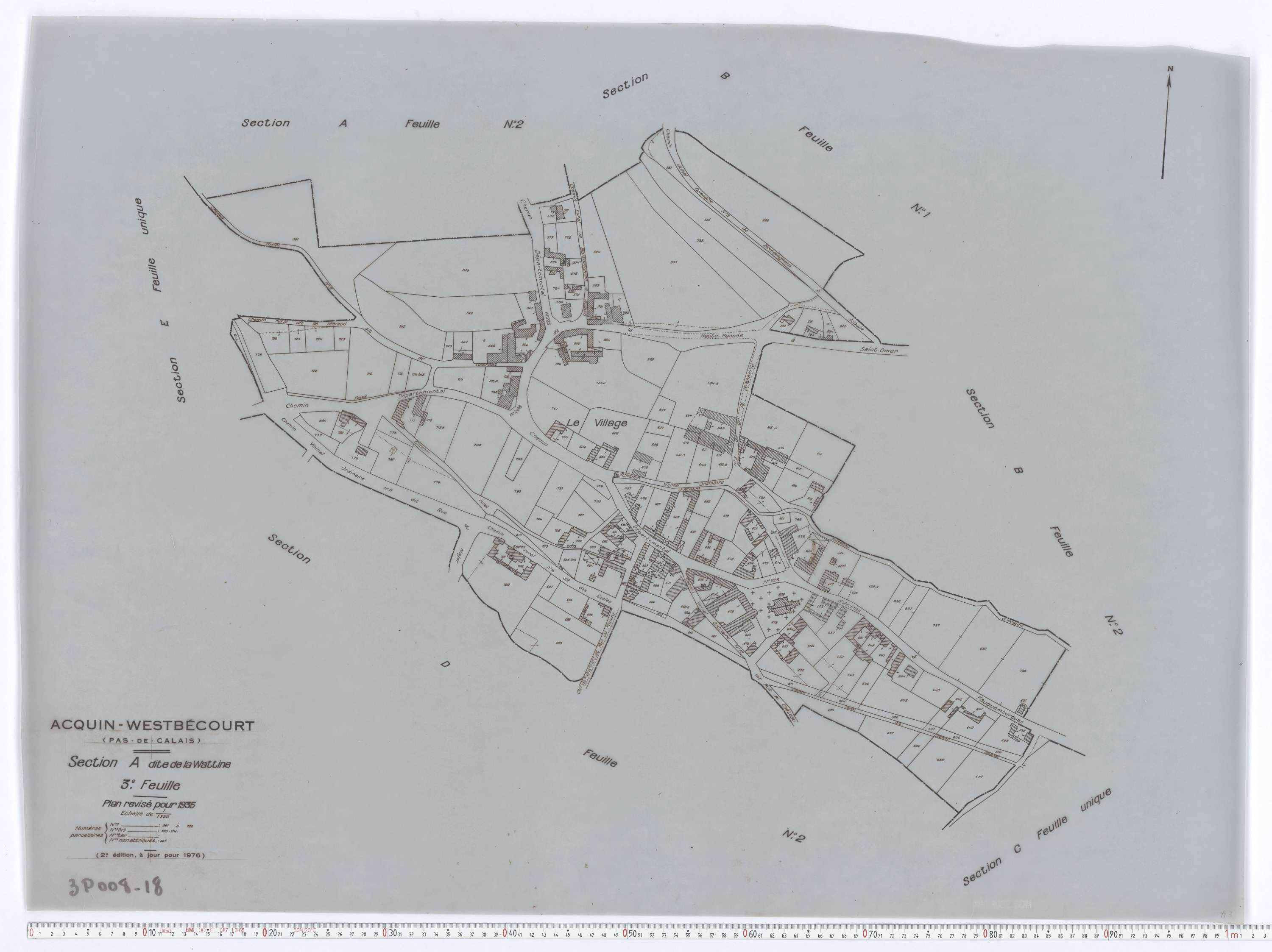 Acquin-Westbécourt - Section A, feuille 3.