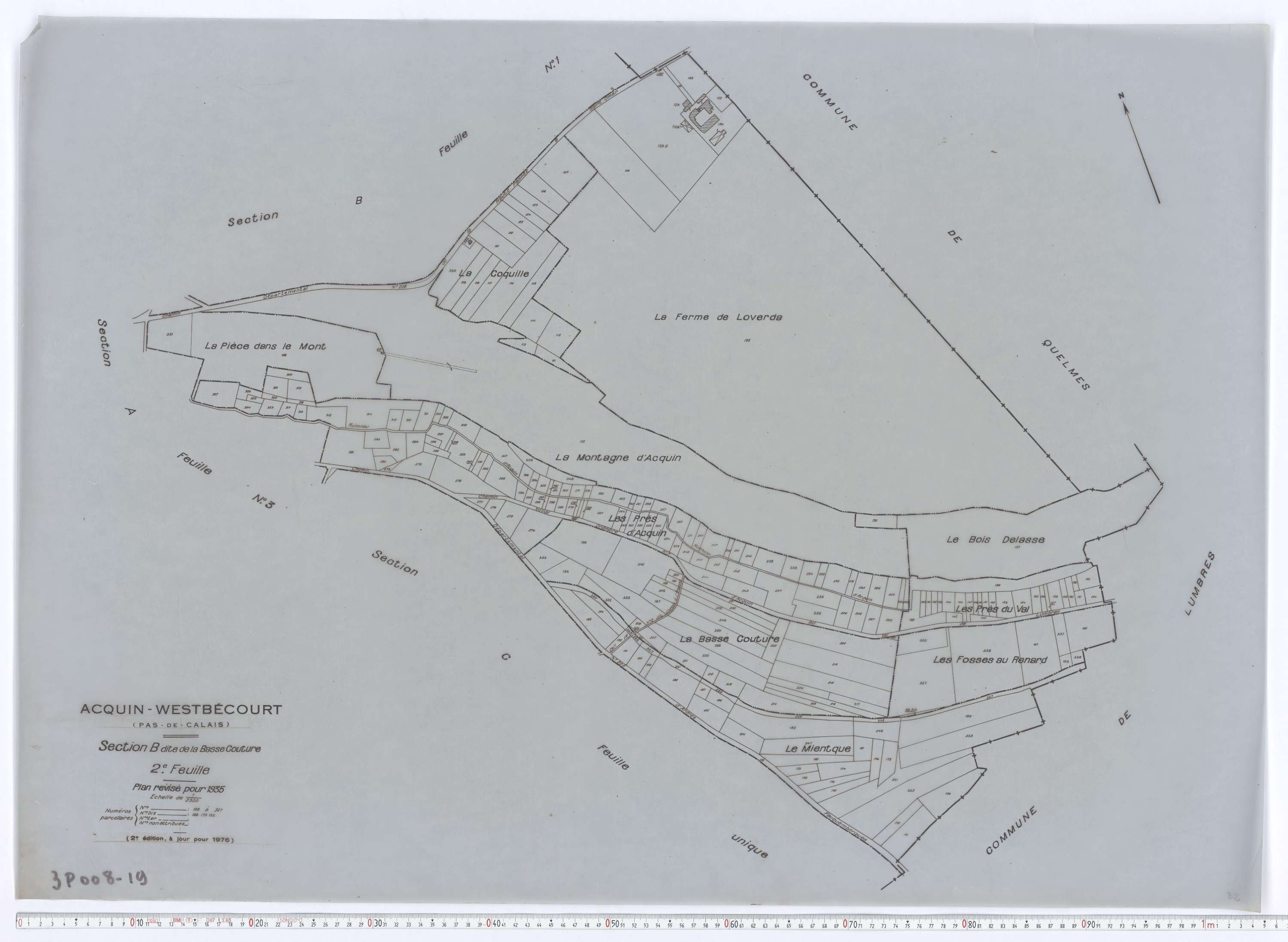Acquin-Westbécourt - Section B, feuille 2.